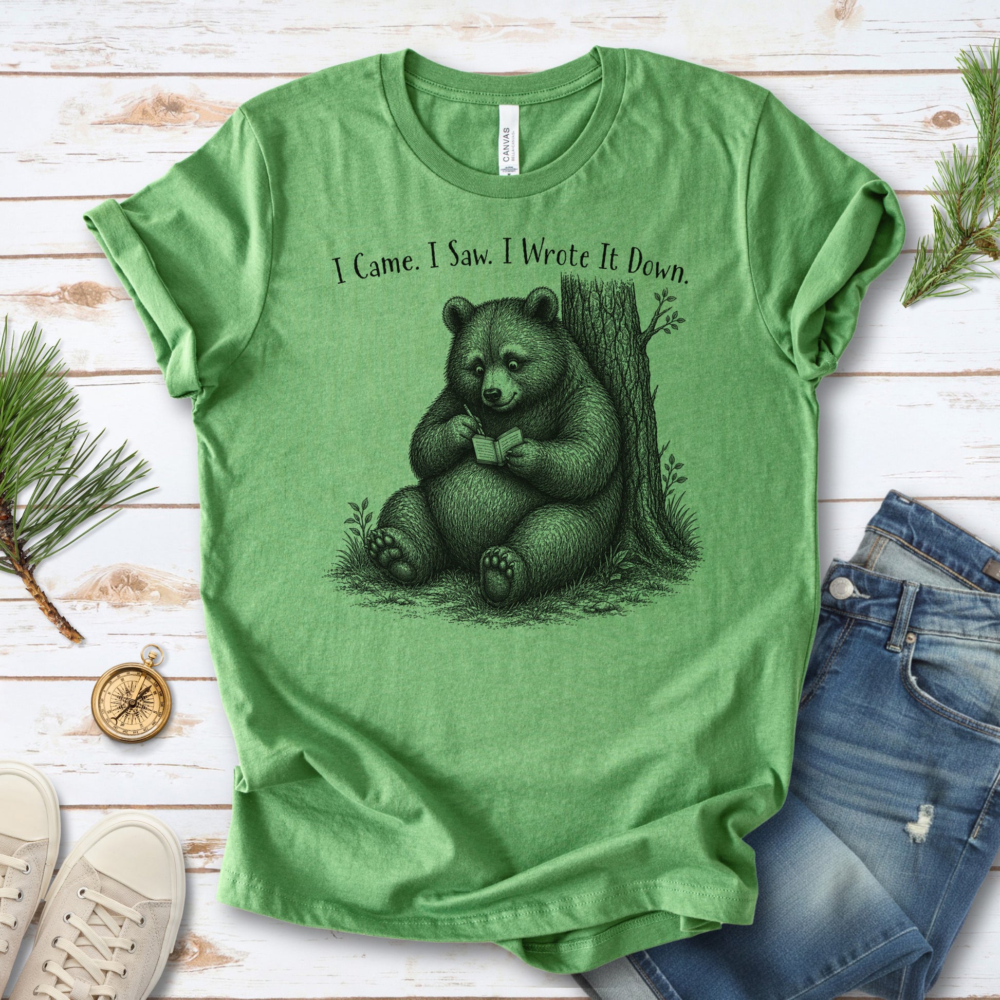 I Came I Saw I Wrote It Down Funny Bear Writer Gift T-Shirt