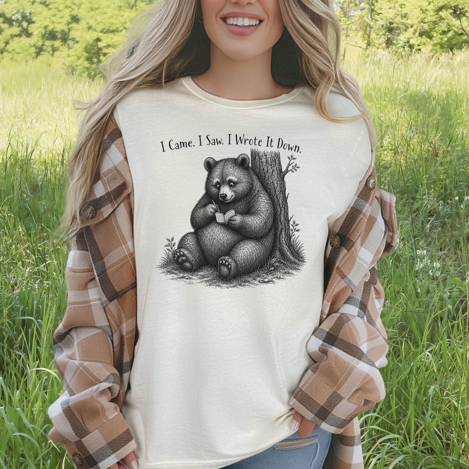 I Came I Saw I Wrote It Down Funny Bear Writer Gift T-Shirt