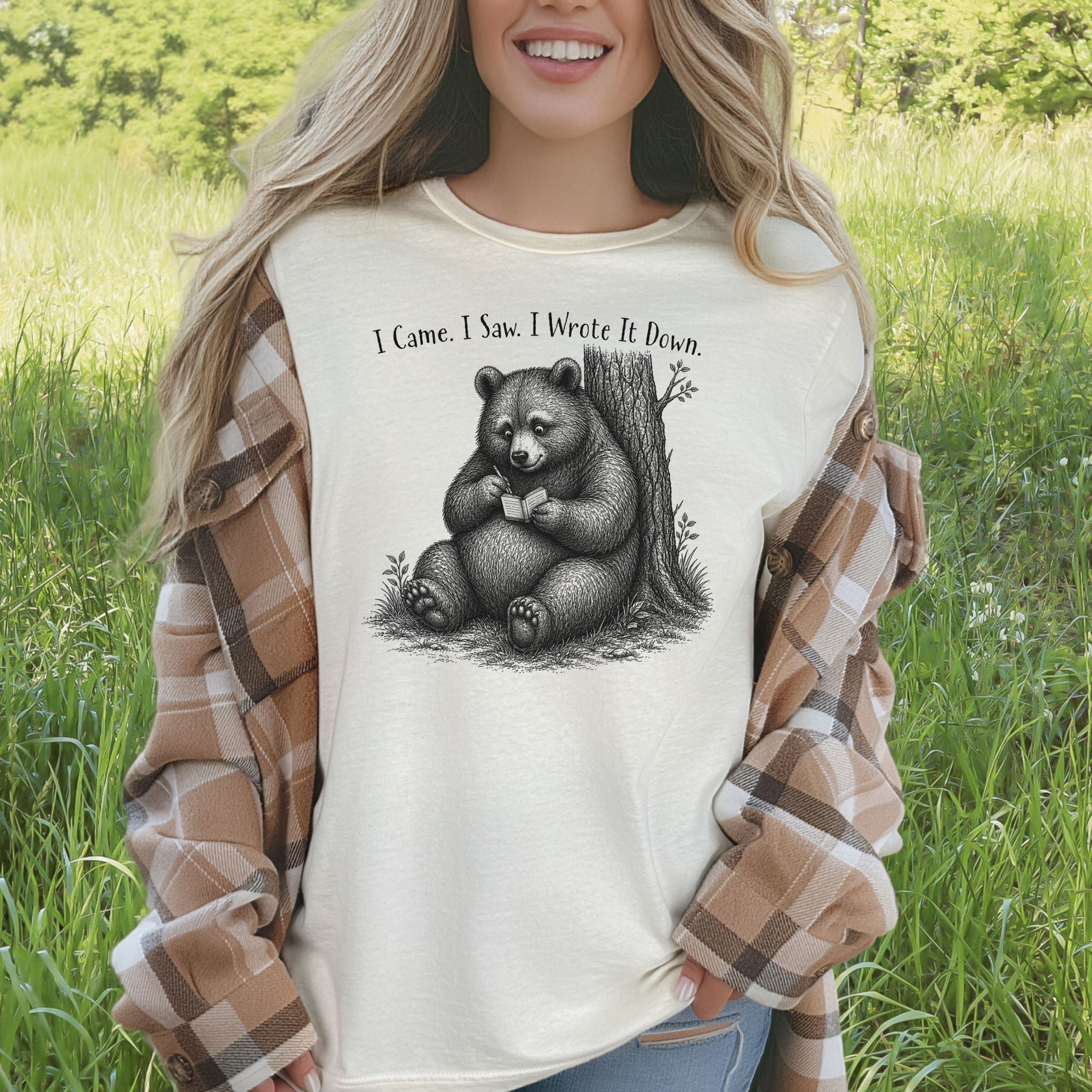 I Came I Saw I Wrote It Down Funny Bear Writer Gift T-Shirt