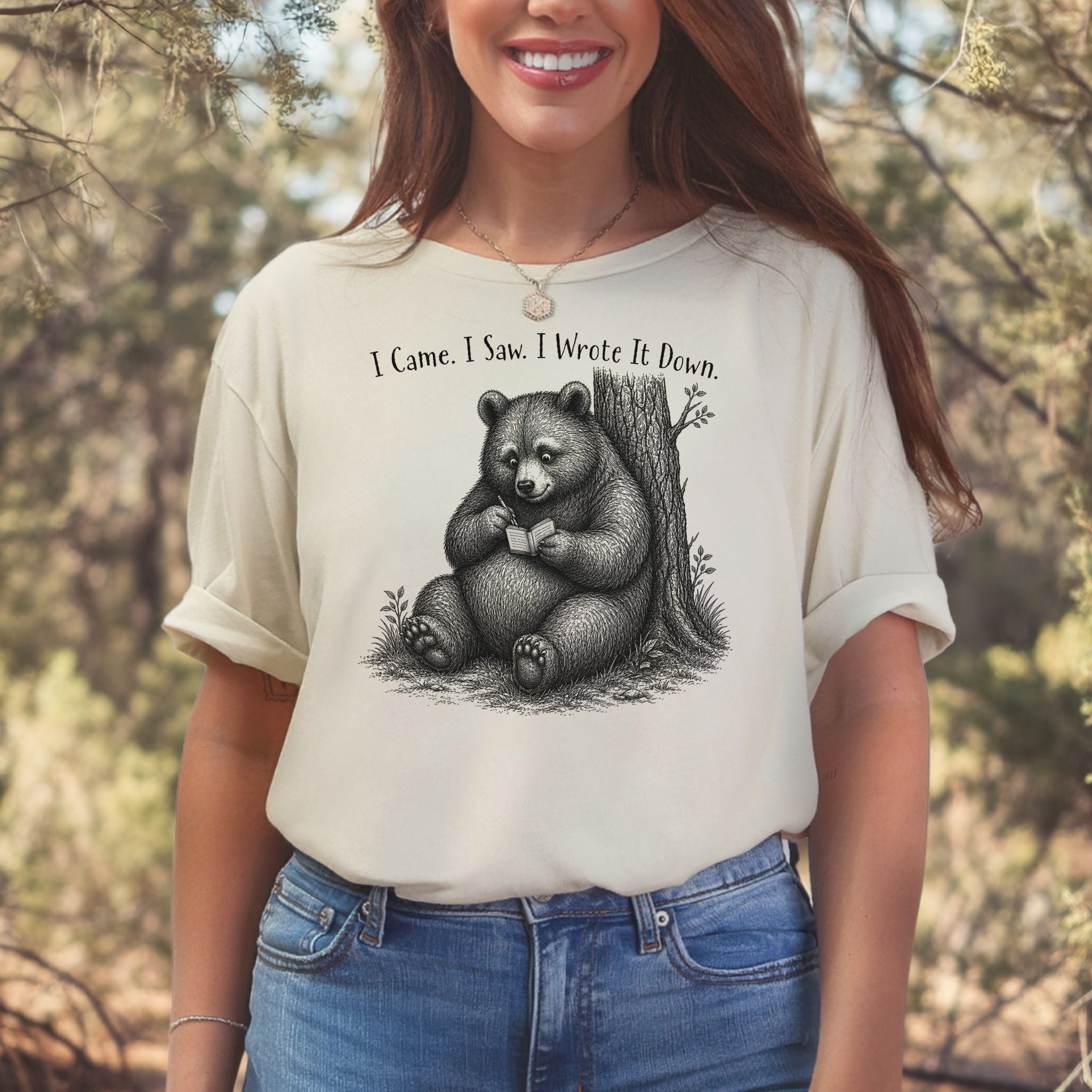 I Came I Saw I Wrote It Down Funny Bear Writer Gift T-Shirt