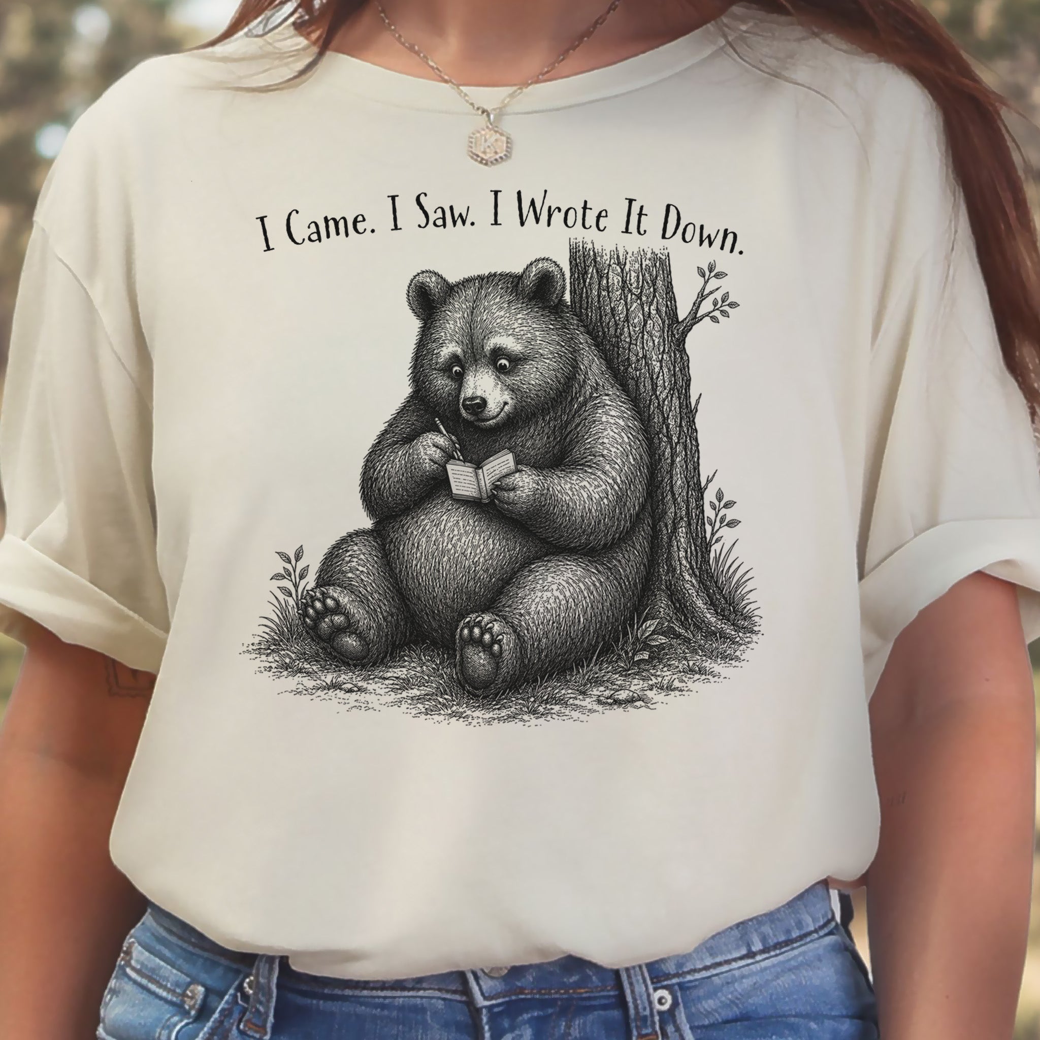 I Came I Saw I Wrote It Down Funny Bear Writer Gift T-Shirt