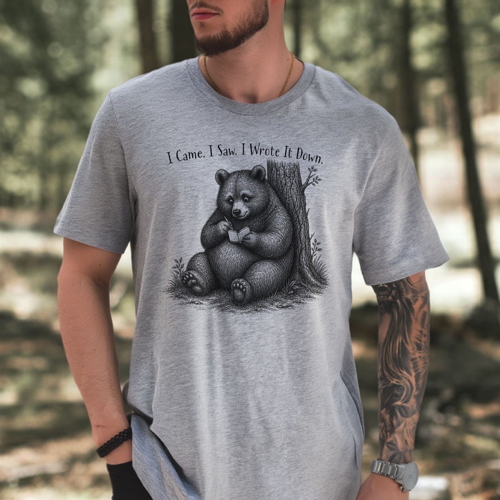 I Came I Saw I Wrote It Down Funny Bear Writer Gift T-Shirt