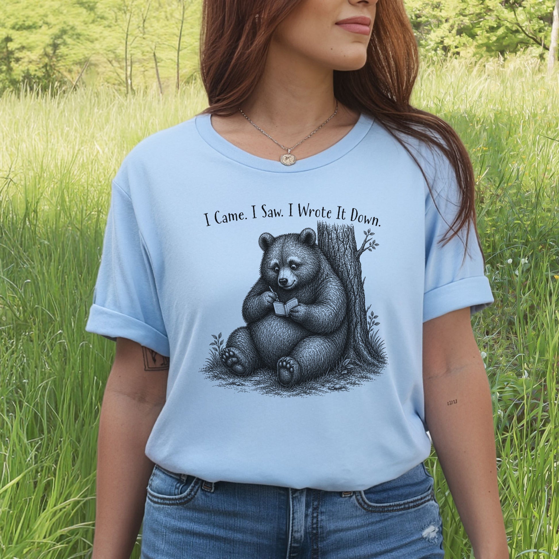 I Came I Saw I Wrote It Down Funny Bear Writer Gift T-Shirt