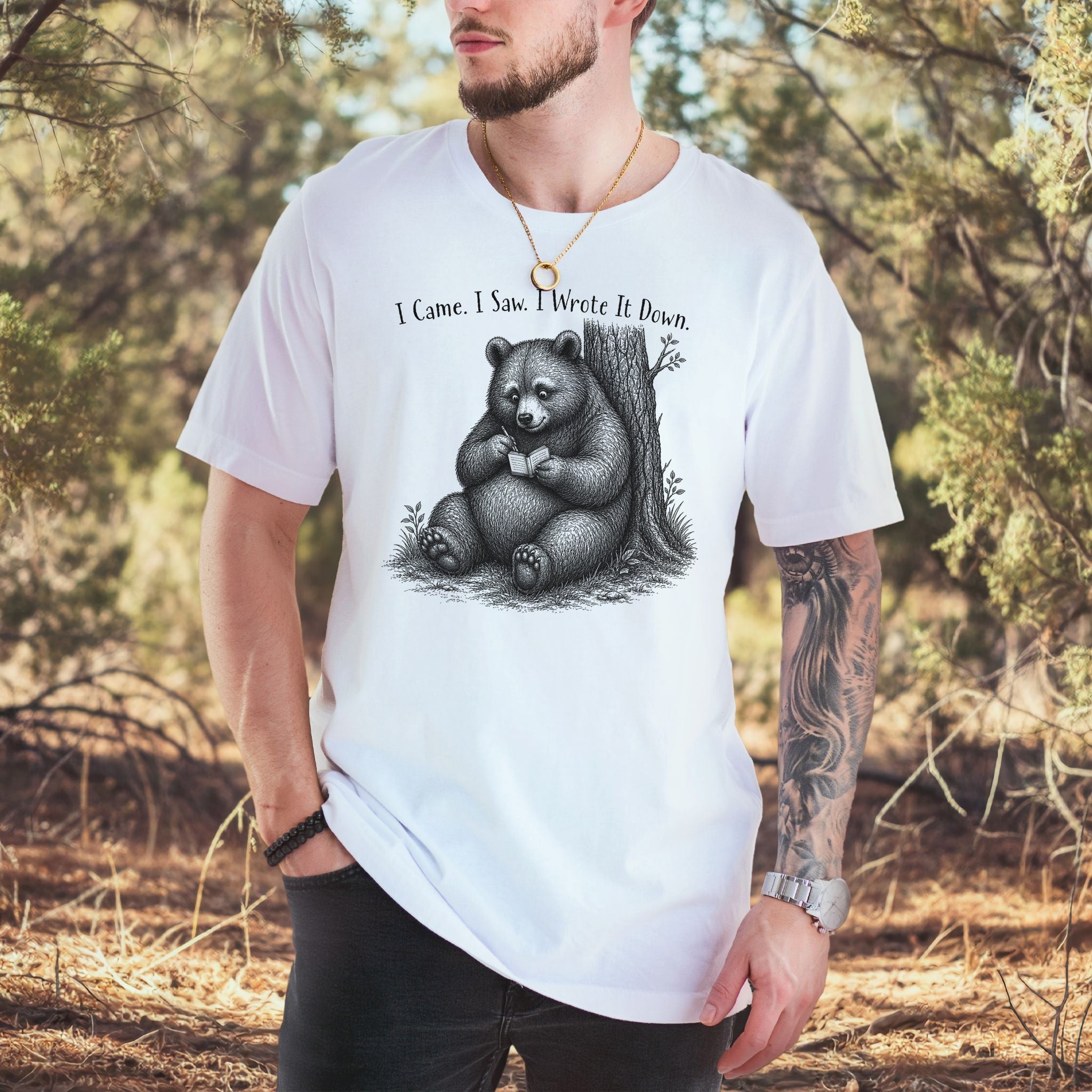 I Came I Saw I Wrote It Down Funny Bear Writer Gift T-Shirt