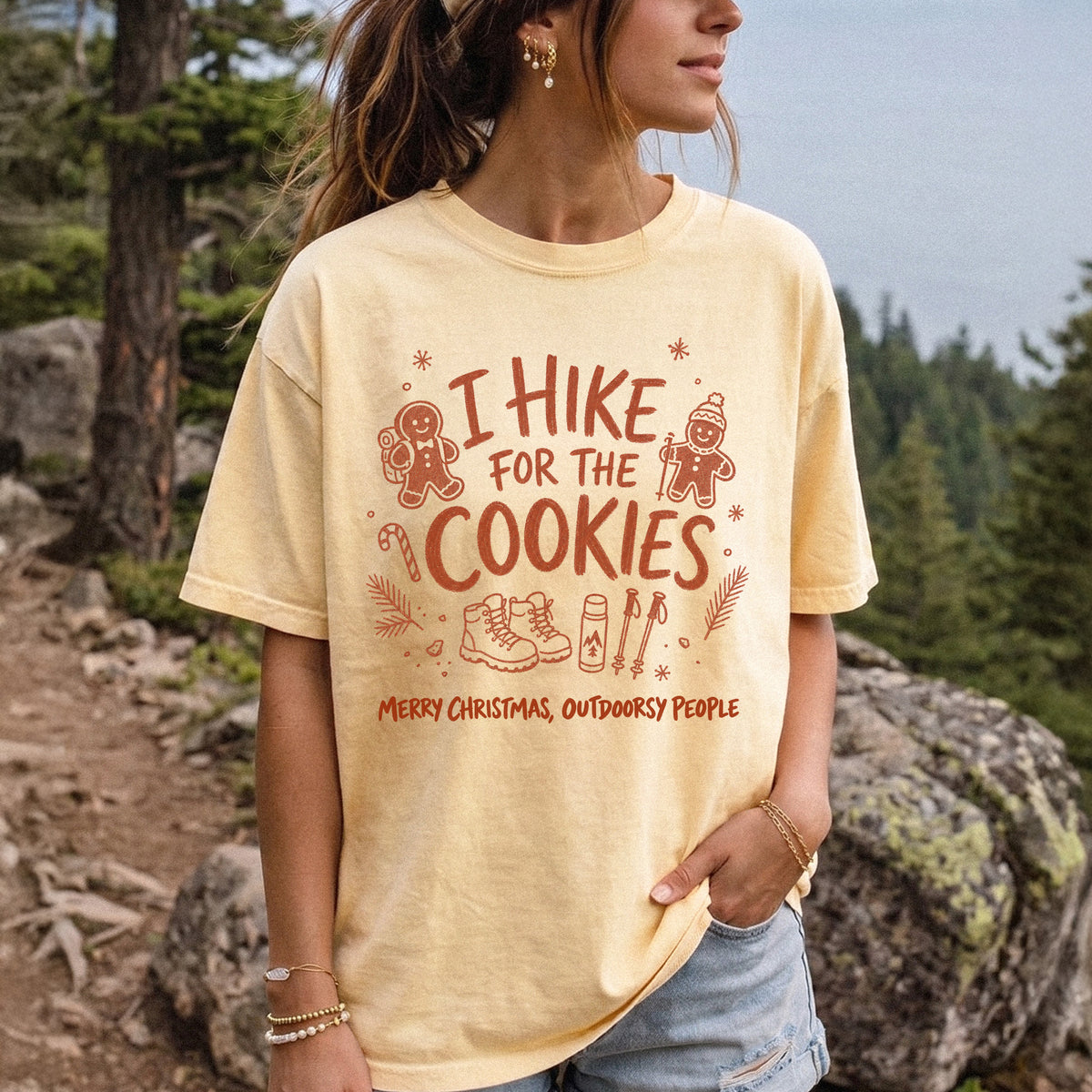 I Hike for the Cookies Comfort Colors Shirt – Christmas Hiking Tee