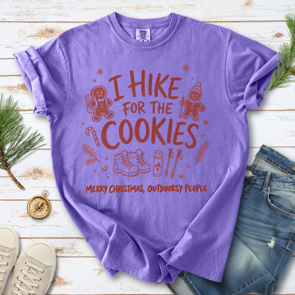 I Hike for the Cookies Comfort Colors Shirt – Christmas Hiking Tee