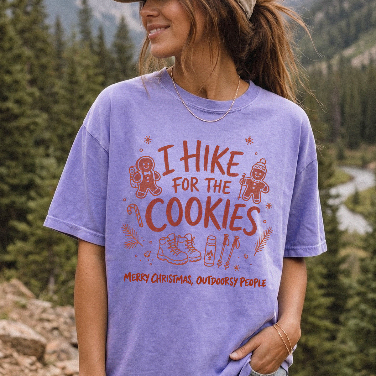 I Hike for the Cookies Comfort Colors Shirt – Christmas Hiking Tee