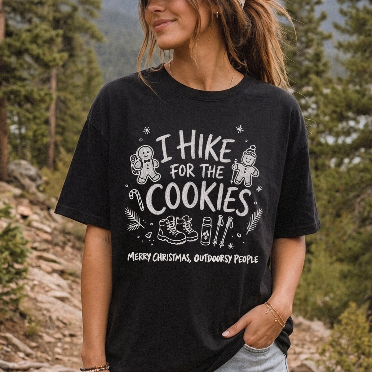 I Hike for the Cookies Comfort Colors Shirt – Christmas Hiking Tee