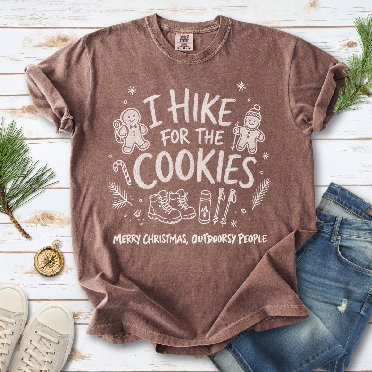 I Hike for the Cookies Comfort Colors Shirt – Christmas Hiking Tee