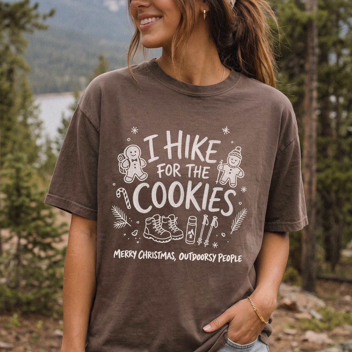 I Hike for the Cookies Comfort Colors Shirt – Christmas Hiking Tee
