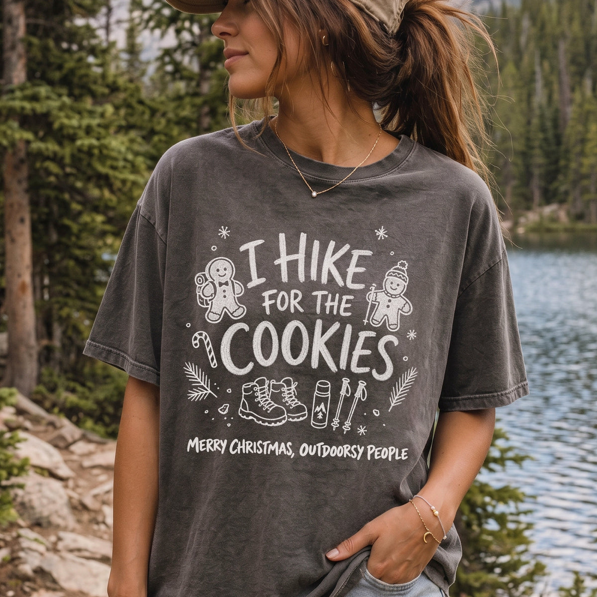 I Hike for the Cookies Comfort Colors Shirt – Christmas Hiking Tee