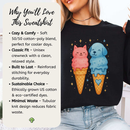 Dog & Cat Ice Cream Sweatshirt – Cute Melting Pet Lover Gift