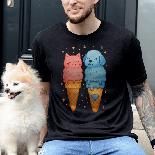 Dog & Cat Cute Ice Cream T-Shirt