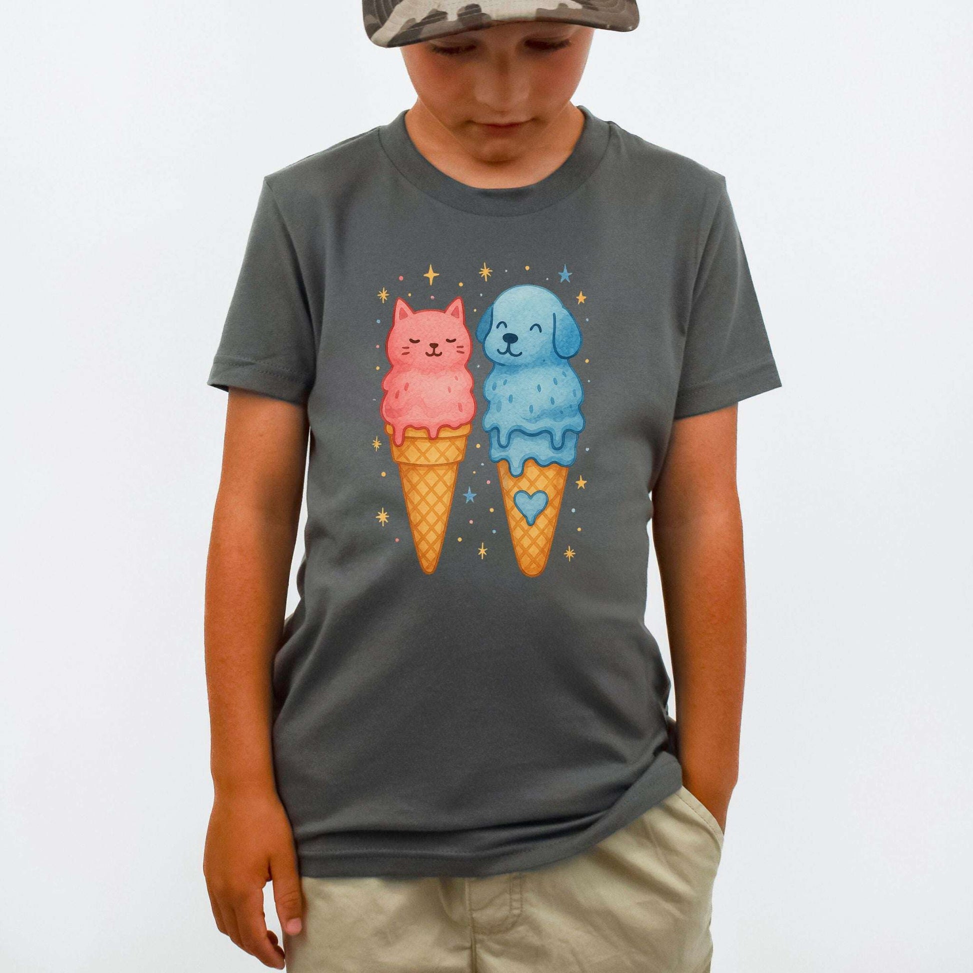 Dog & Cat Ice Cream – Sweet Melty Friends Youth Tee