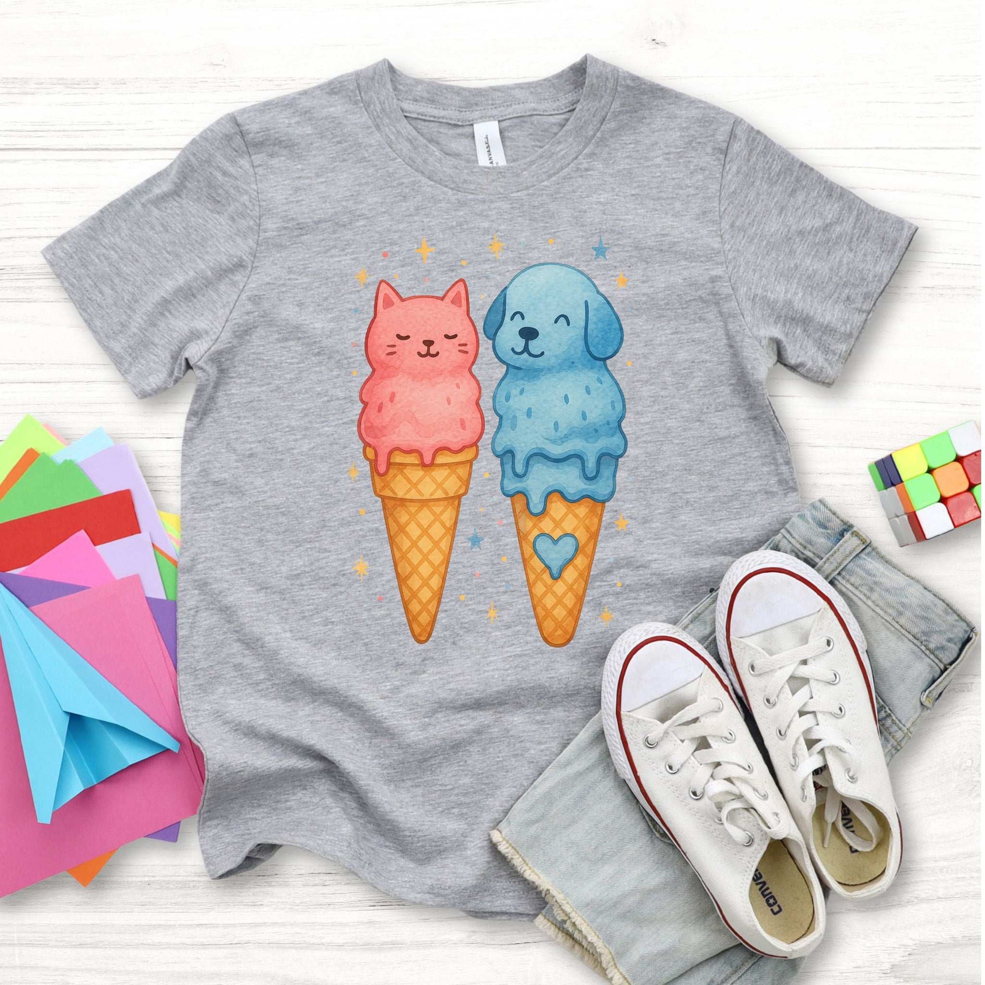 Dog & Cat Ice Cream – Sweet Melty Friends Youth Tee