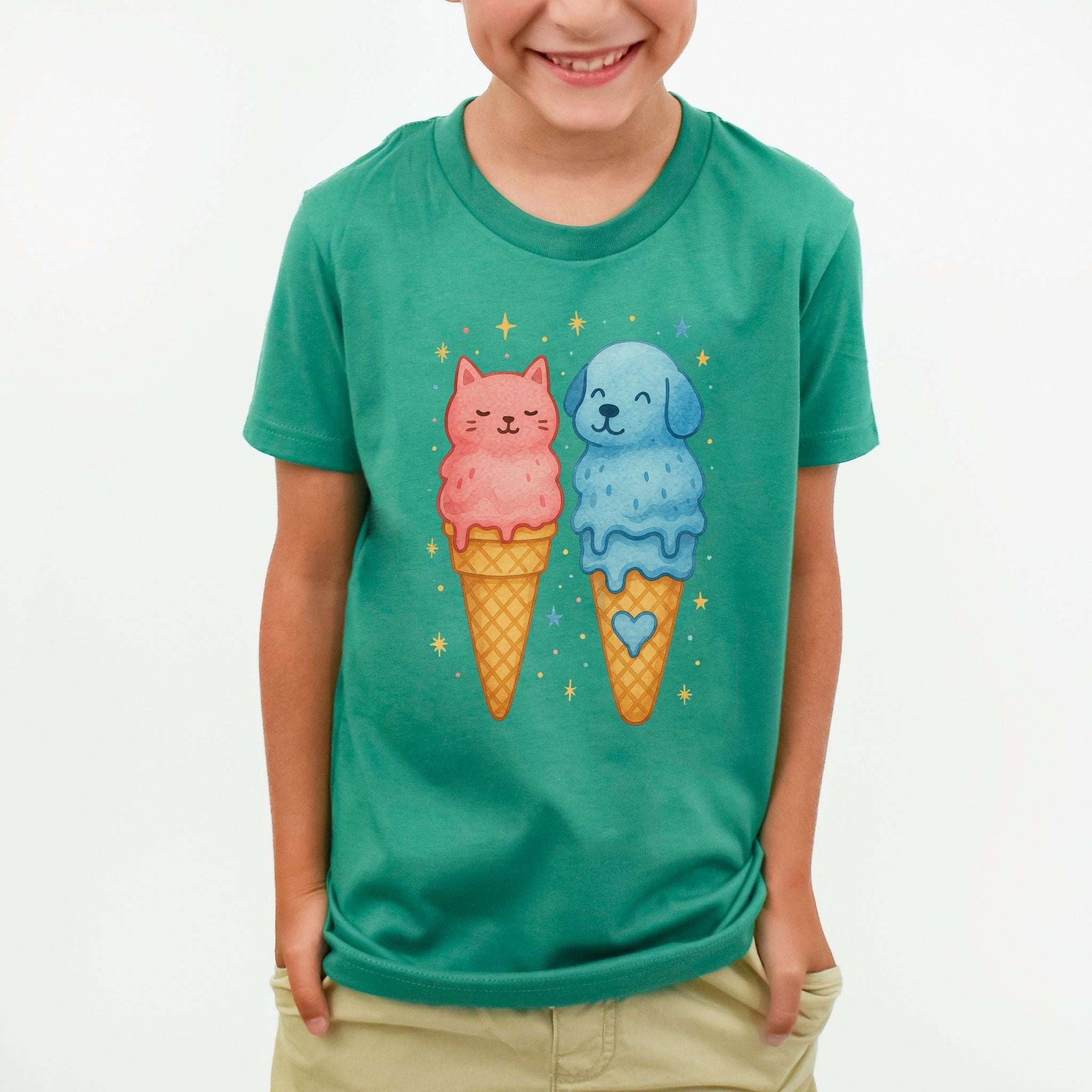 Dog & Cat Ice Cream – Sweet Melty Friends Youth Tee