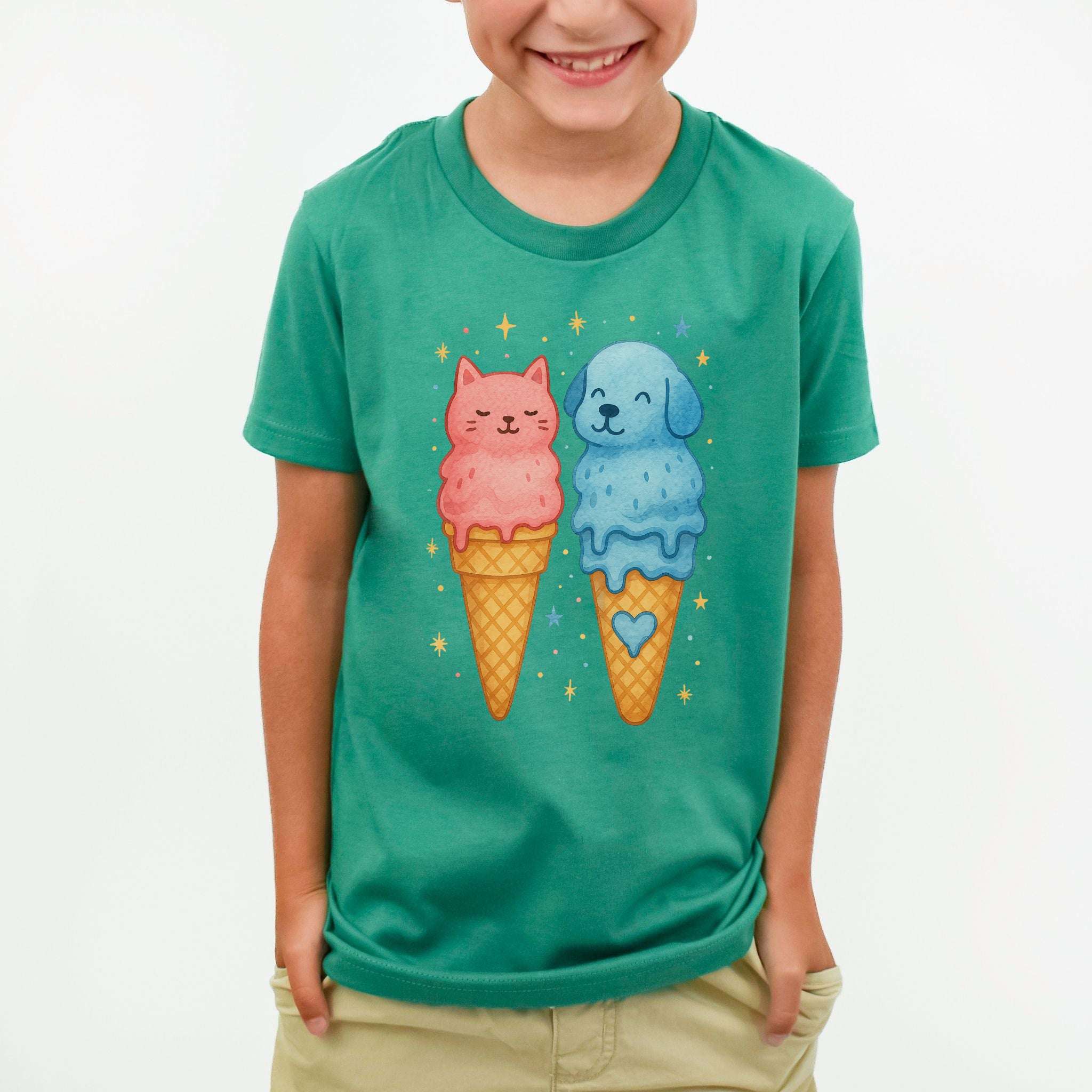 Dog & Cat Ice Cream – Sweet Melty Friends Youth Tee
