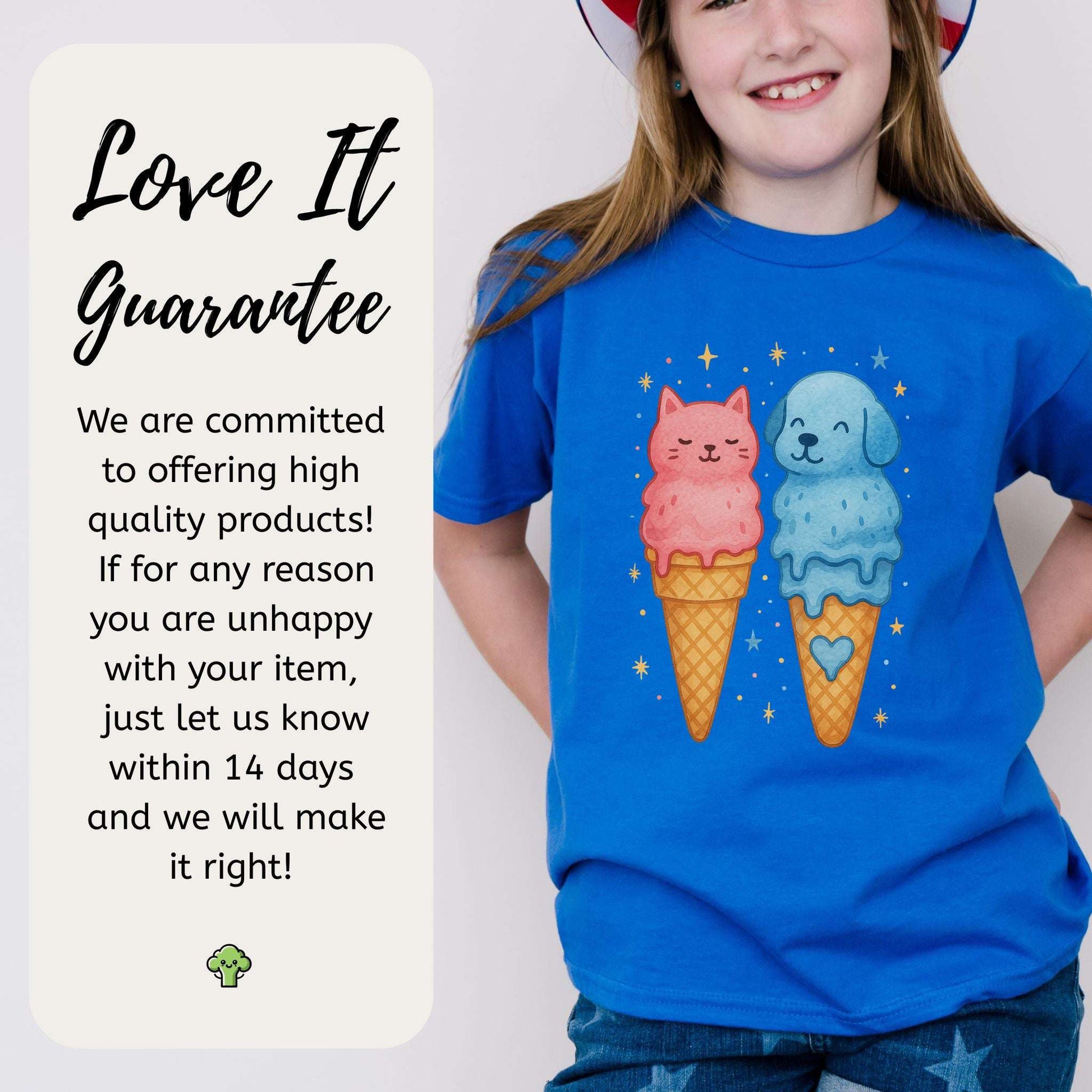 Dog & Cat Ice Cream – Sweet Melty Friends Youth Tee