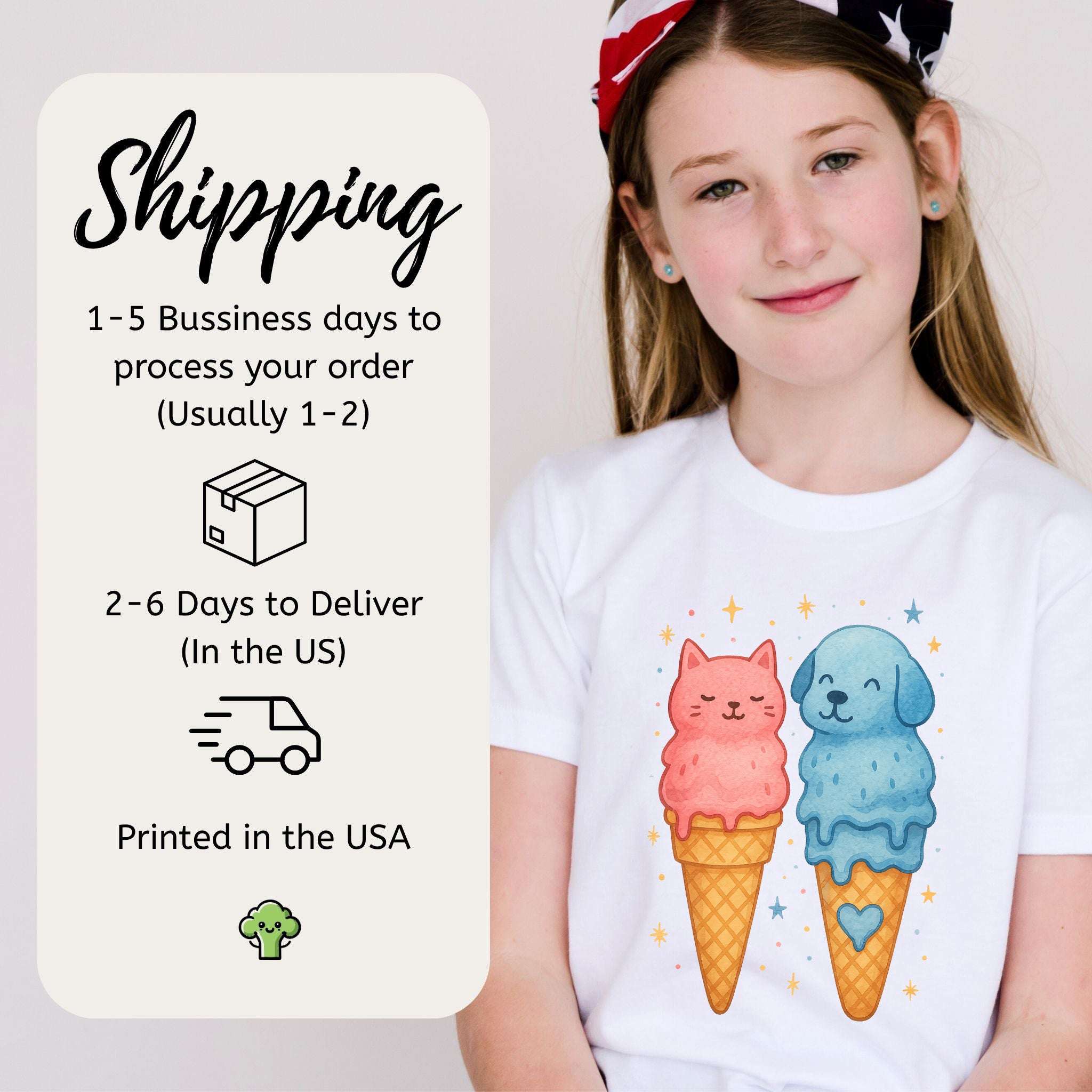 Dog & Cat Ice Cream – Sweet Melty Friends Youth Tee