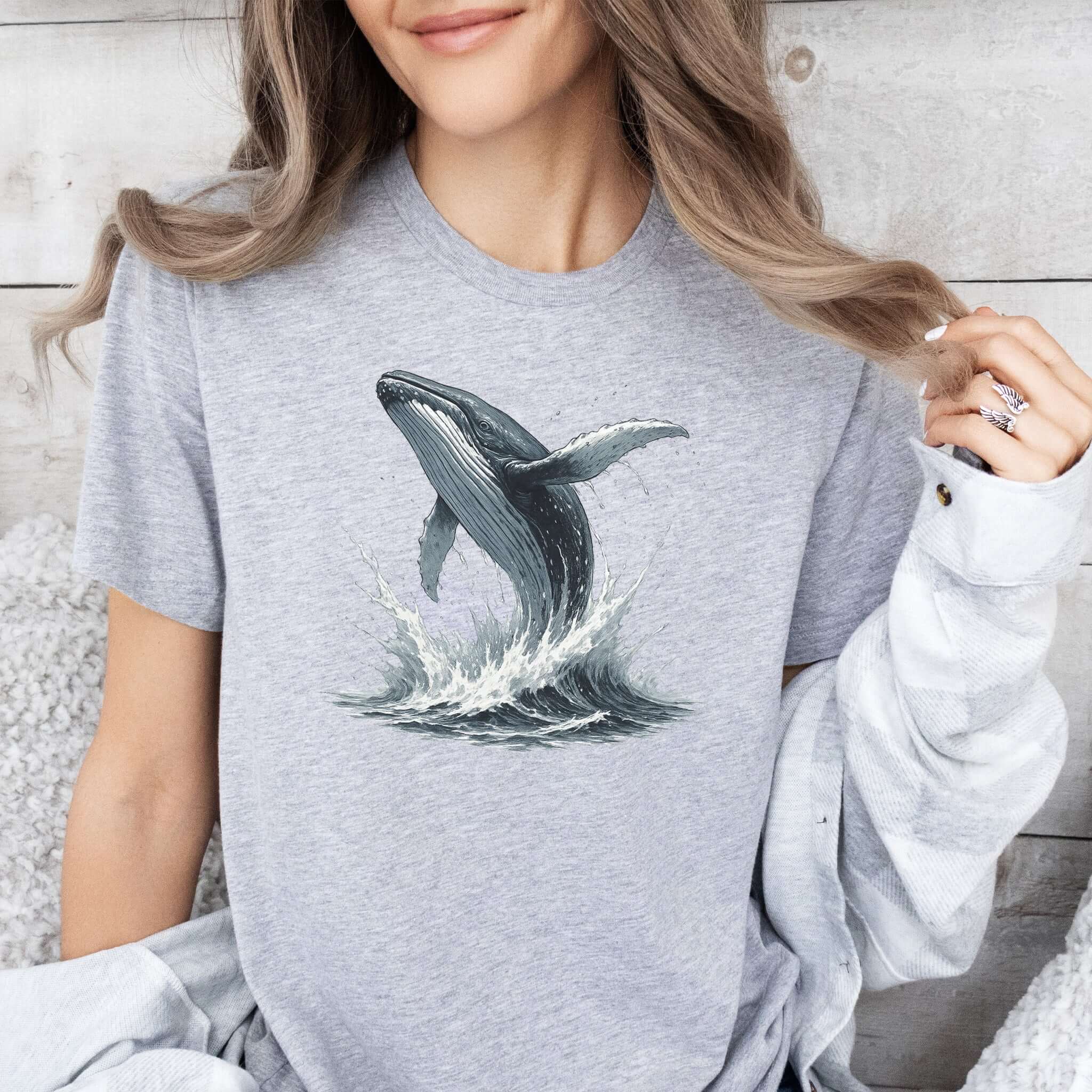 Breaching Humpback Whale T-Shirt – Ocean Wildlife Tee for Whale Watching Fans