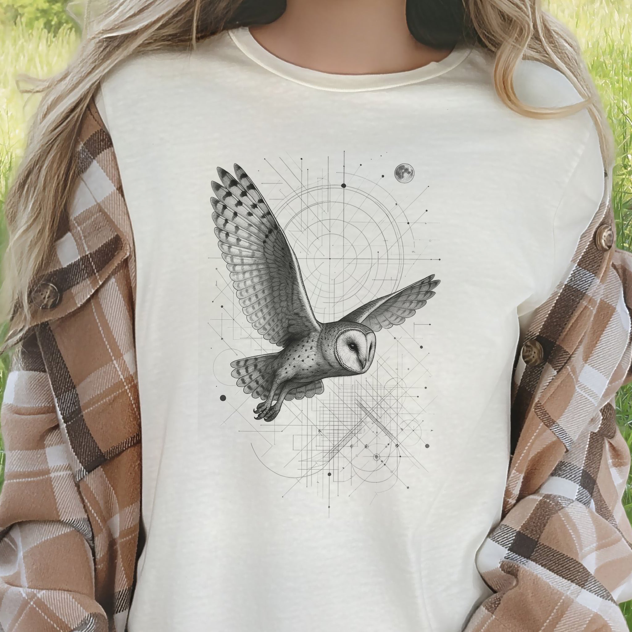 Geometric Barn Owl T-Shirt – Vintage Spirit Animal Bird Tee