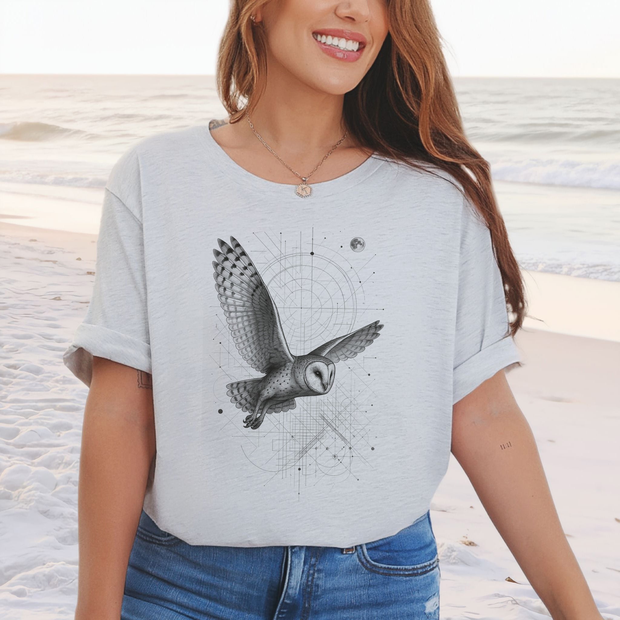 Geometric Barn Owl T-Shirt – Vintage Spirit Animal Bird Tee