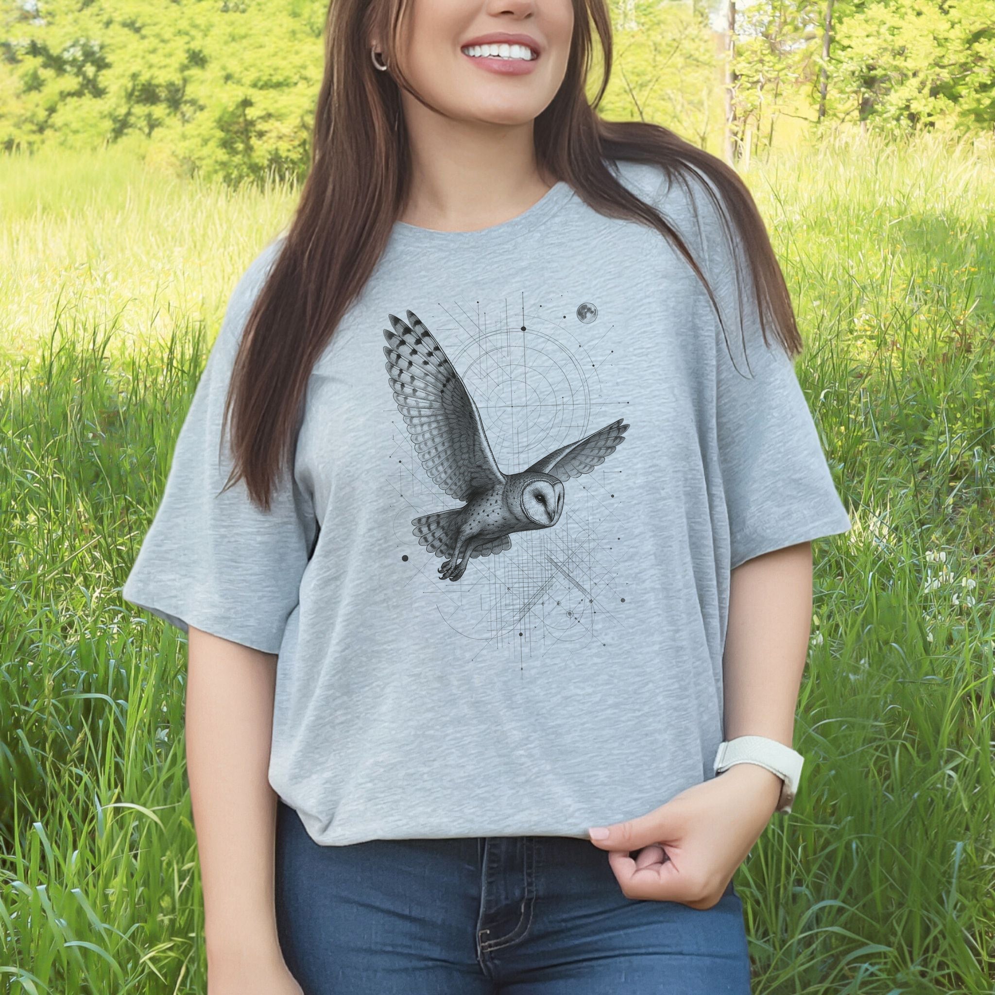 Geometric Barn Owl T-Shirt – Vintage Spirit Animal Bird Tee
