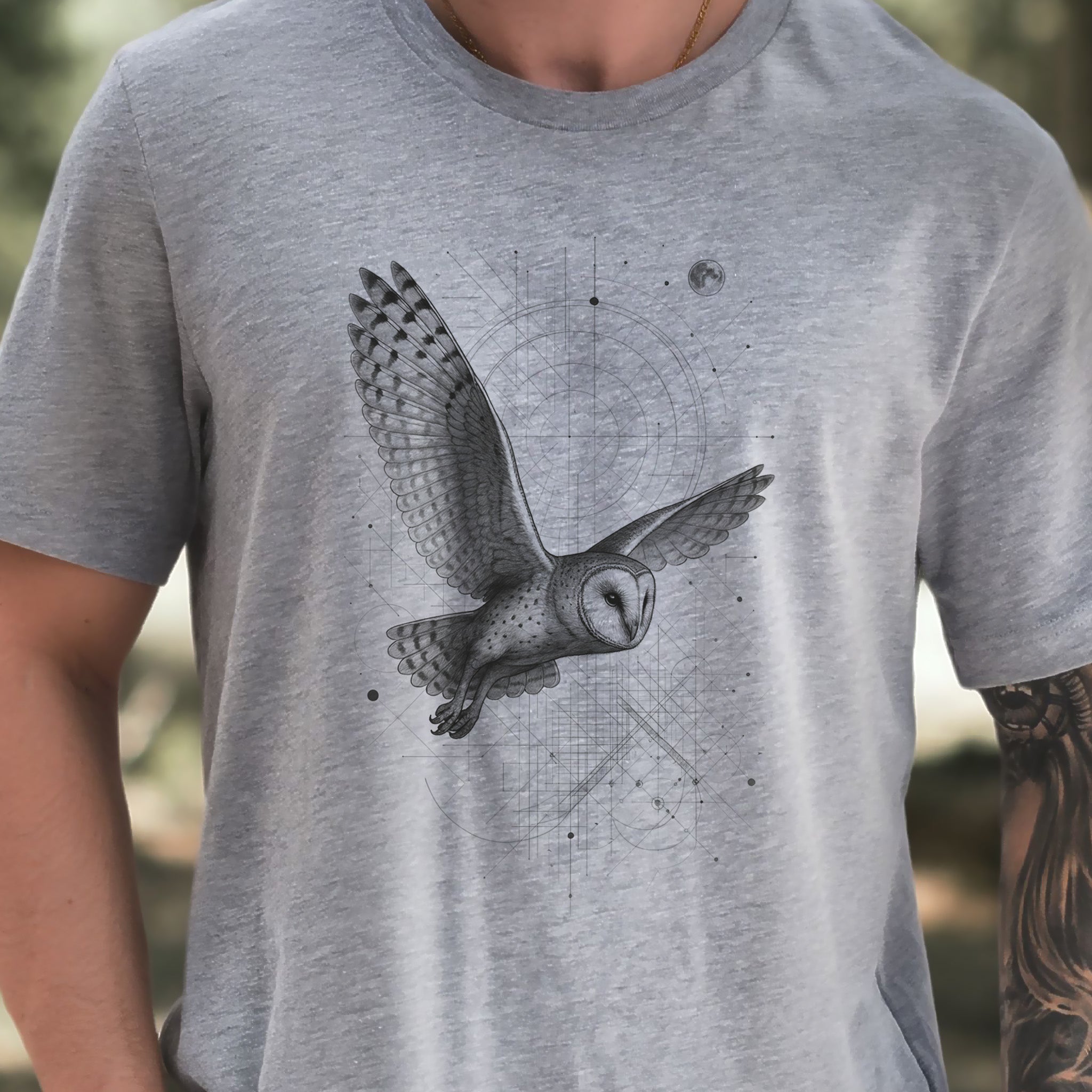 Geometric Barn Owl T-Shirt – Vintage Spirit Animal Bird Tee