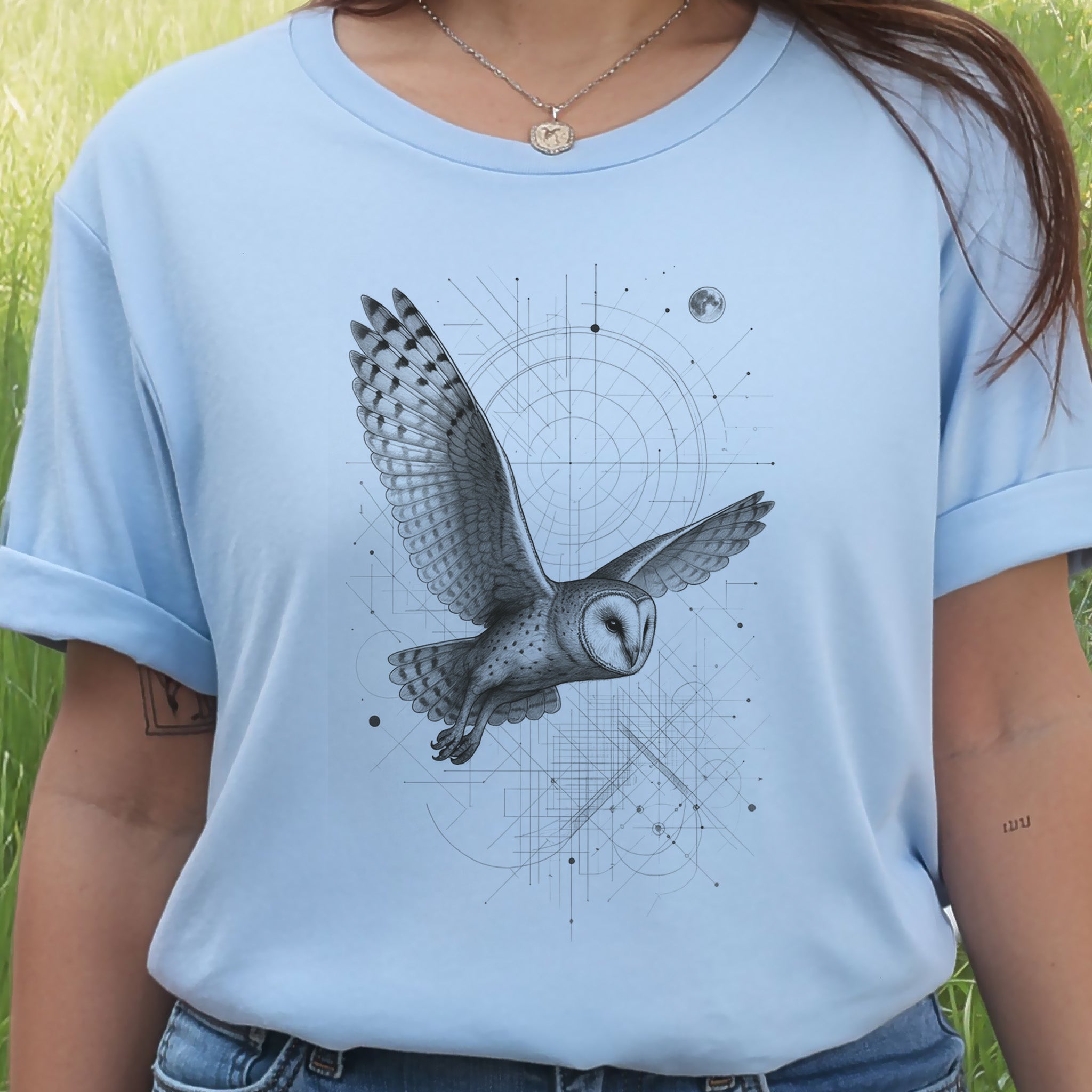 Geometric Barn Owl T-Shirt – Vintage Spirit Animal Bird Tee
