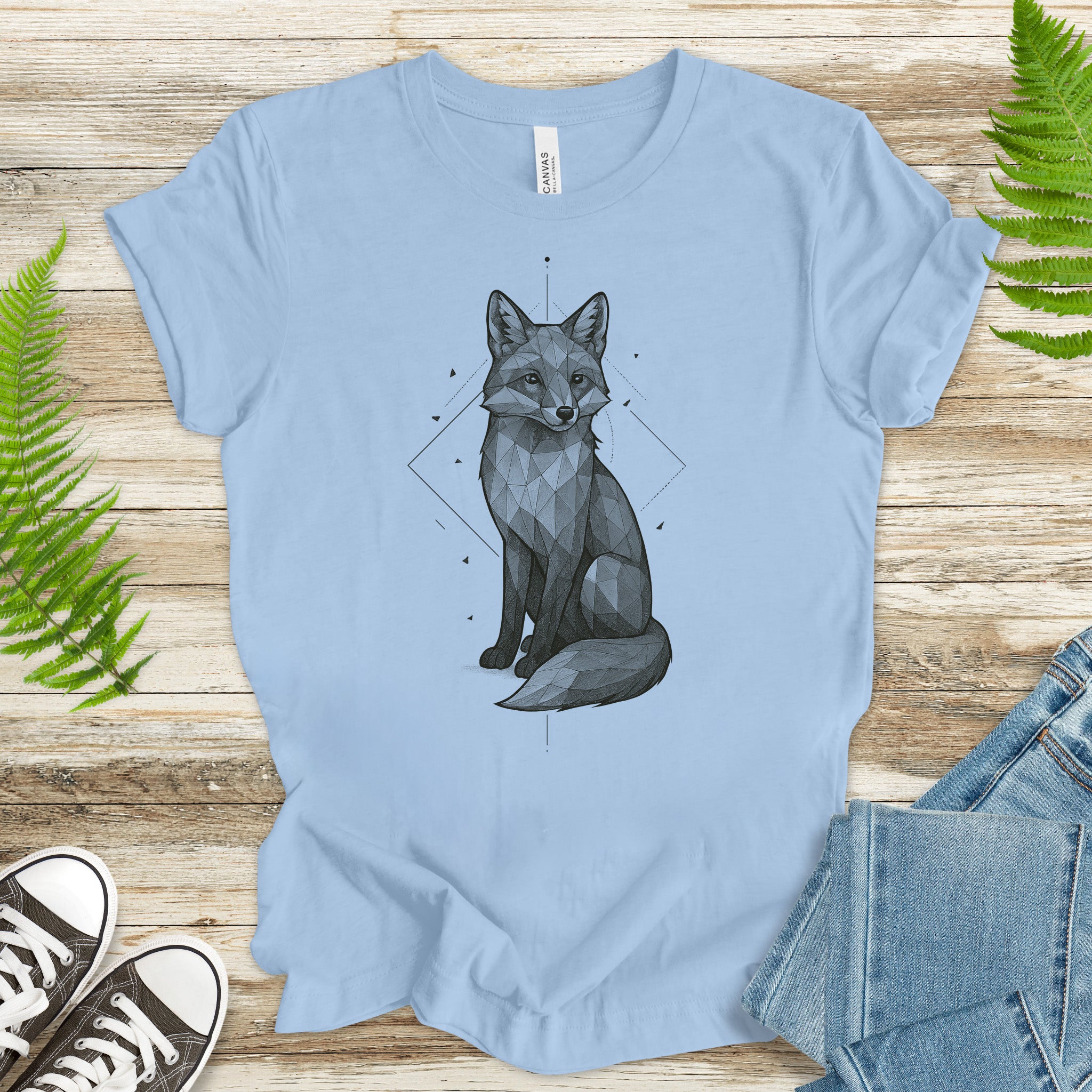 Geometric Fox T-Shirt – Vintage Forest Spirit Animal Tee