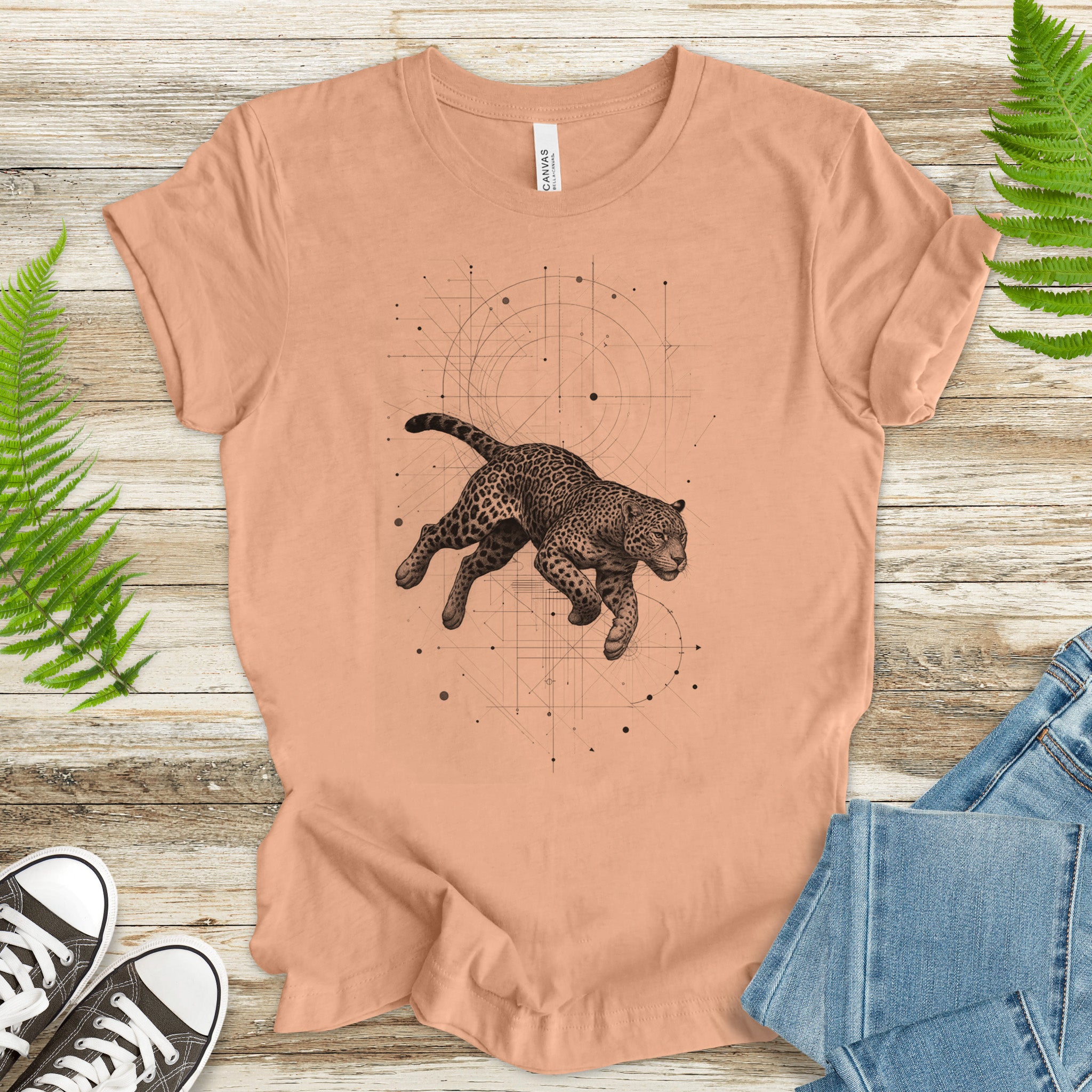 Geometric Jaguar T-Shirt – Vintage Jungle Cat Spirit Animal Tee