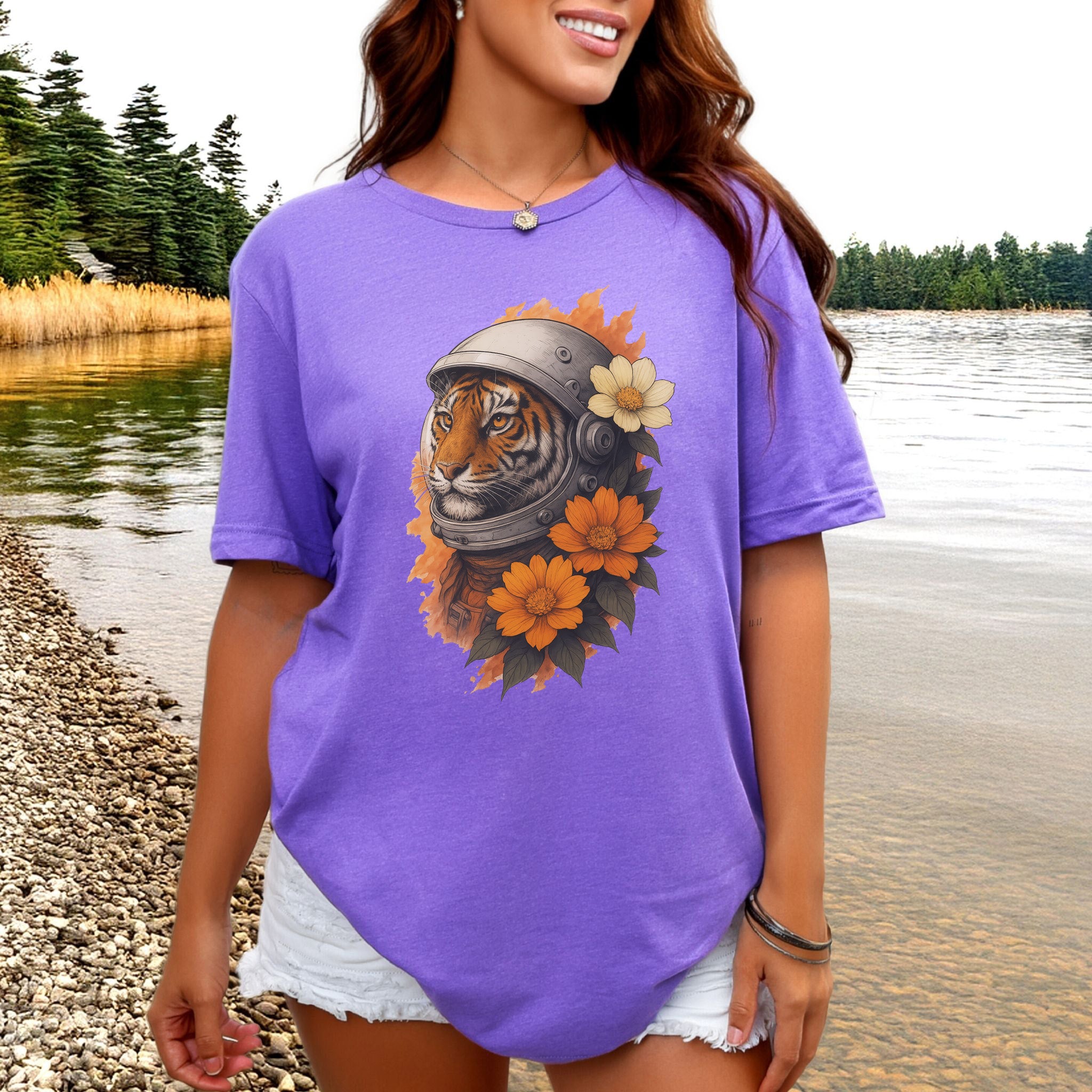 Astronaut Tiger Floral T-Shirt – Cosmic Jungle Vintage Space Tee