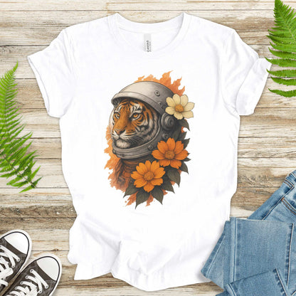 Astronaut Tiger Floral T-Shirt – Cosmic Jungle Vintage Space Tee
