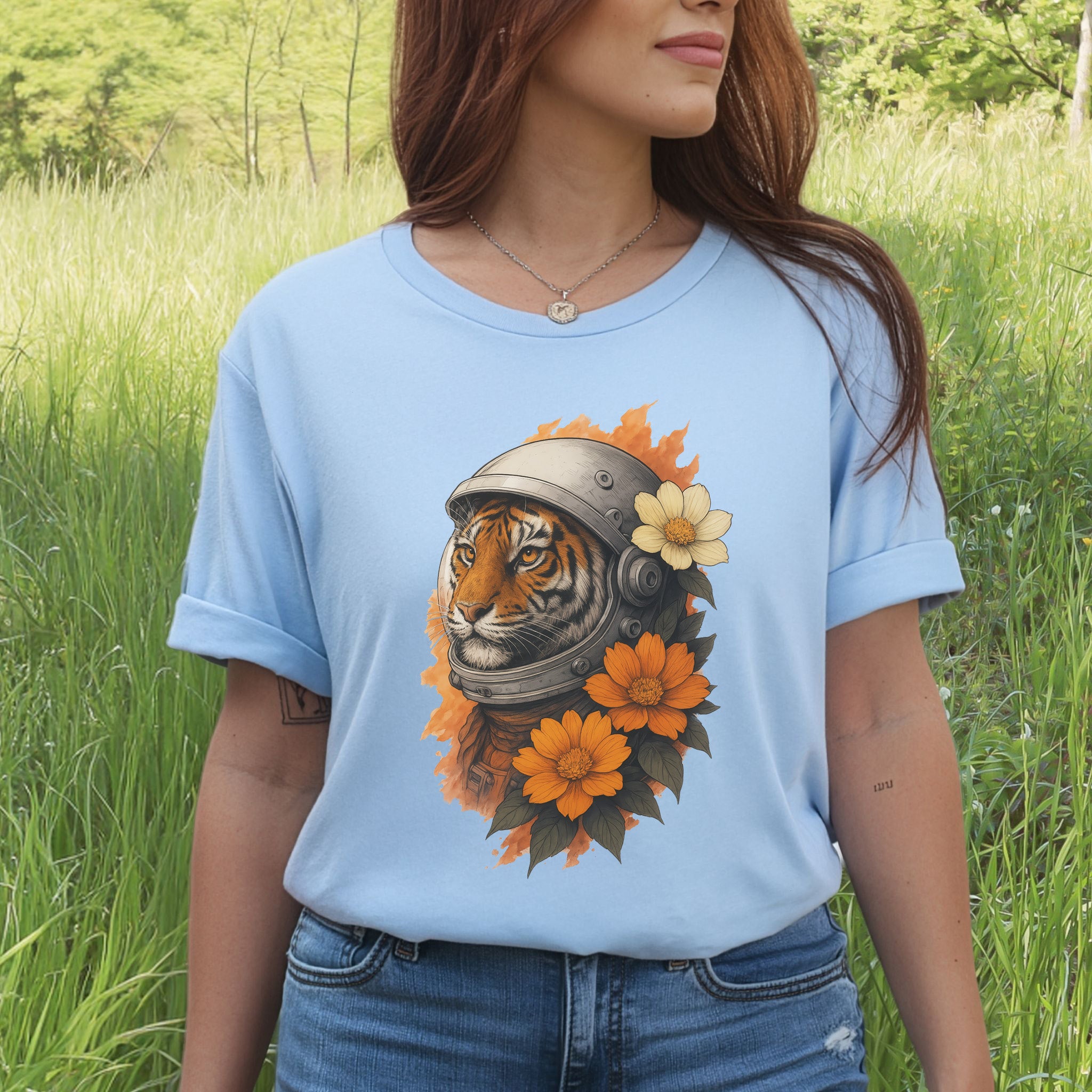 Astronaut Tiger Floral T-Shirt – Cosmic Jungle Vintage Space Tee