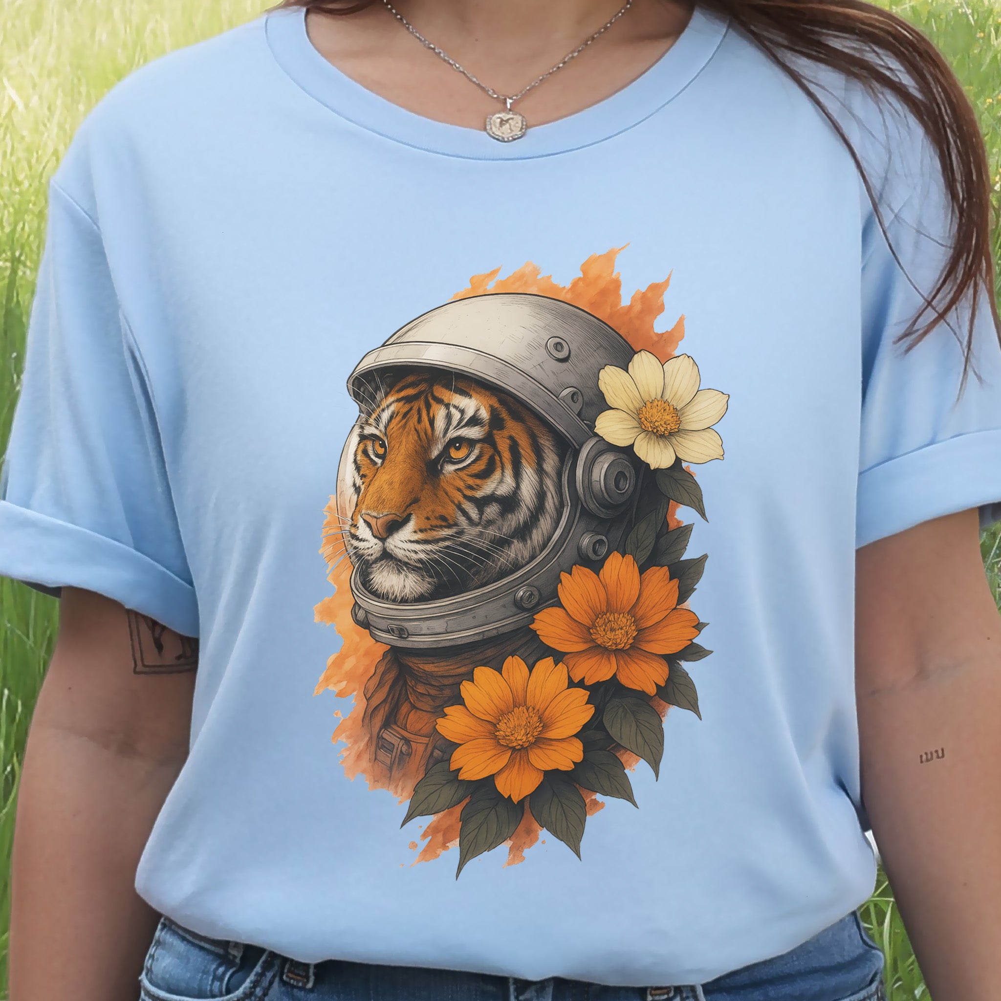 Astronaut Tiger Floral T-Shirt – Cosmic Jungle Vintage Space Tee