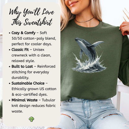 Breaching Humpback Whale Sweatshirt – Ocean Wildlife Vibes for Whale Watching Fans