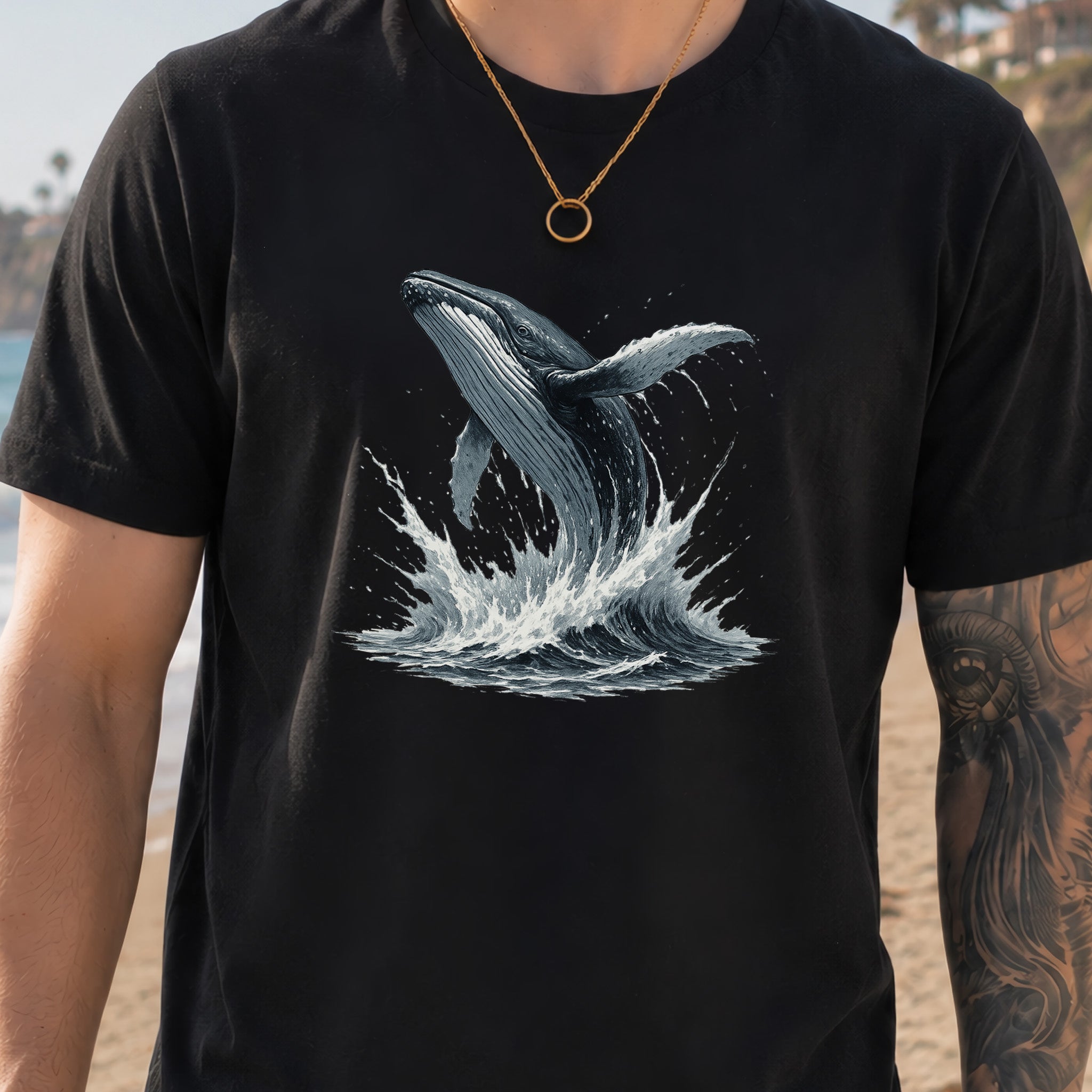 Breaching Humpback Whale T-Shirt – Ocean Wildlife Tee for Whale Watching Fans