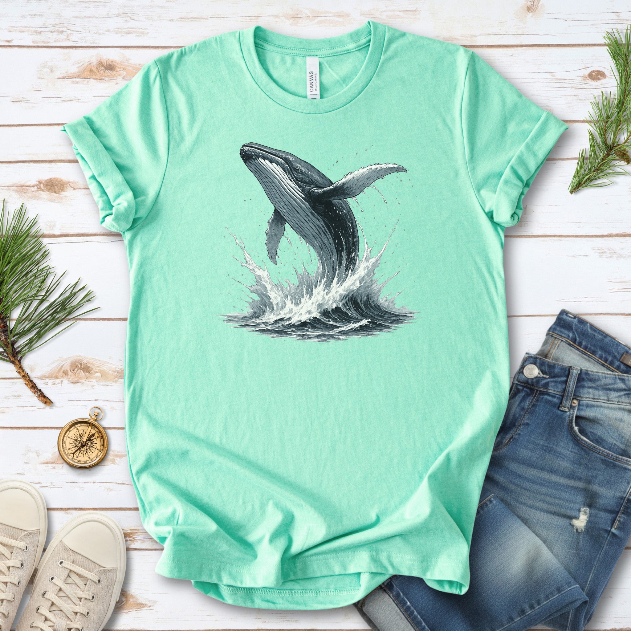 Breaching Humpback Whale T-Shirt – Ocean Wildlife Tee for Whale Watching Fans