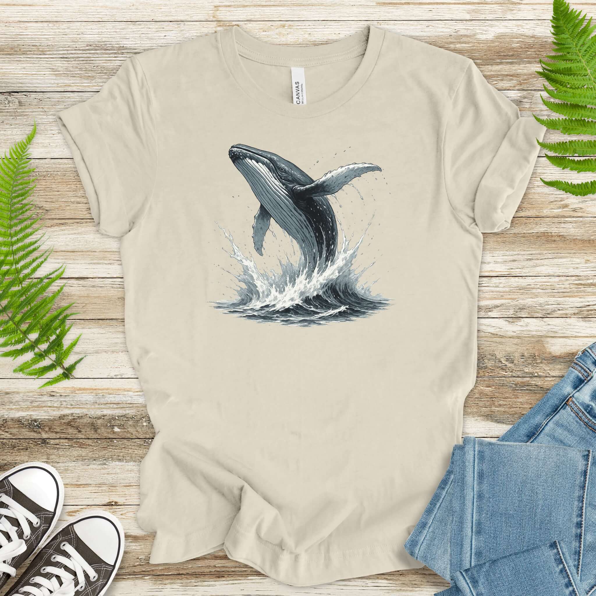 Breaching Humpback Whale T-Shirt – Ocean Wildlife Tee for Whale Watching Fans