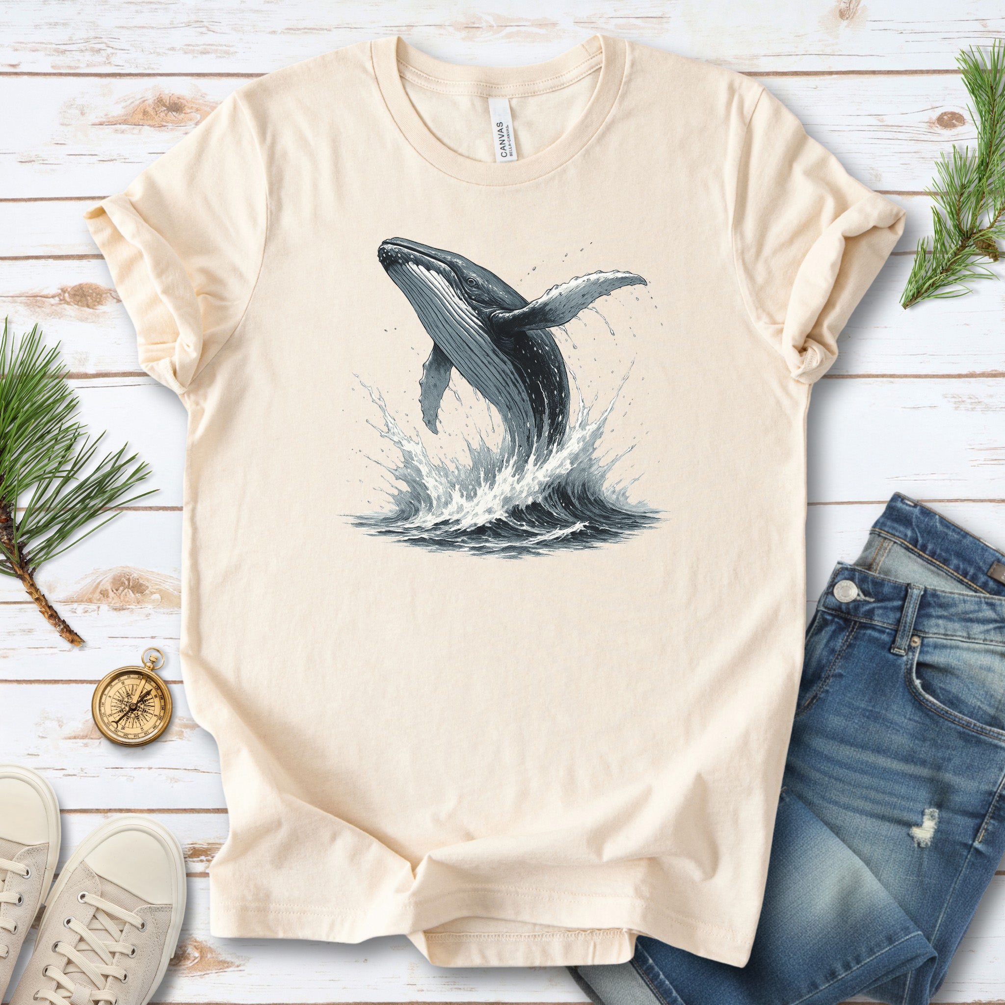 Breaching Humpback Whale T-Shirt – Ocean Wildlife Tee for Whale Watching Fans