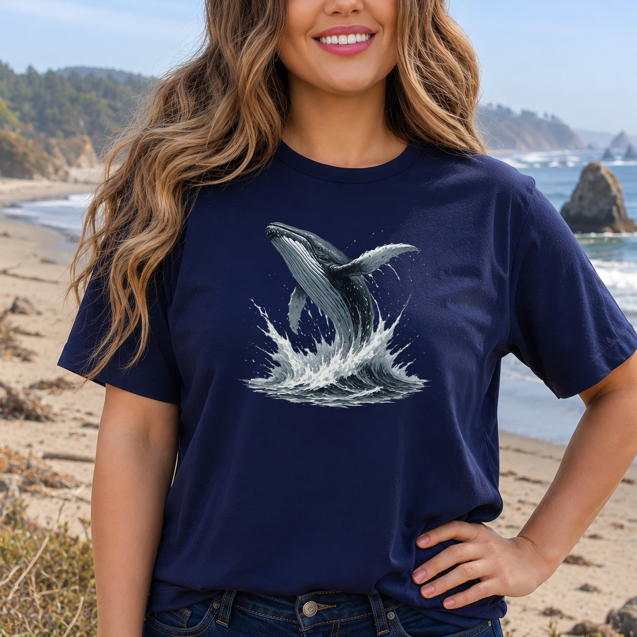 Breaching Humpback Whale T-Shirt – Ocean Wildlife Tee for Whale Watching Fans
