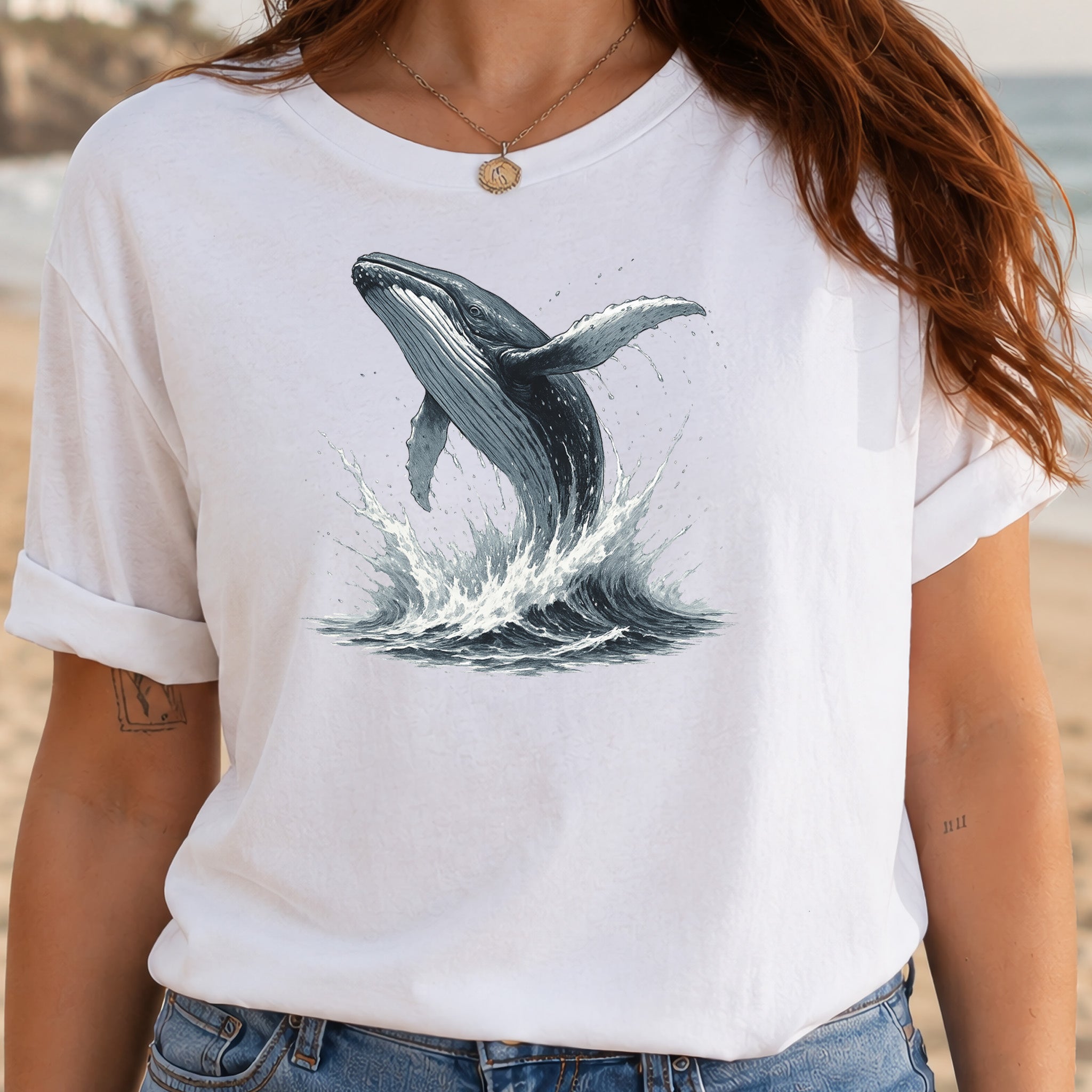 Breaching Humpback Whale T-Shirt – Ocean Wildlife Tee for Whale Watching Fans