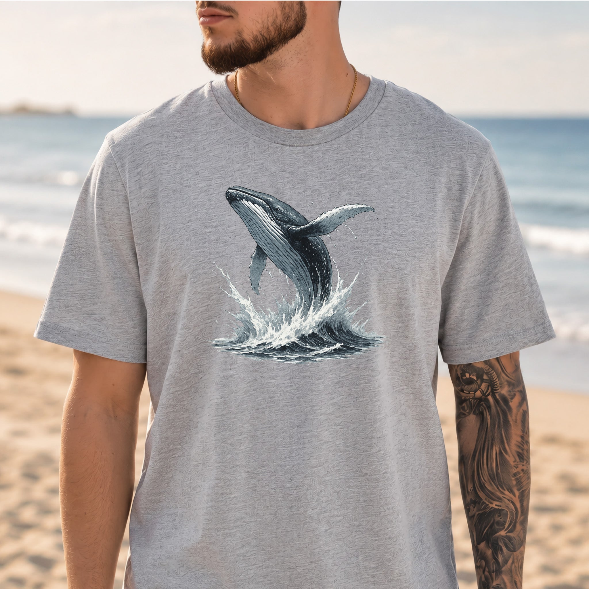 Breaching Humpback Whale T-Shirt – Ocean Wildlife Tee for Whale Watching Fans