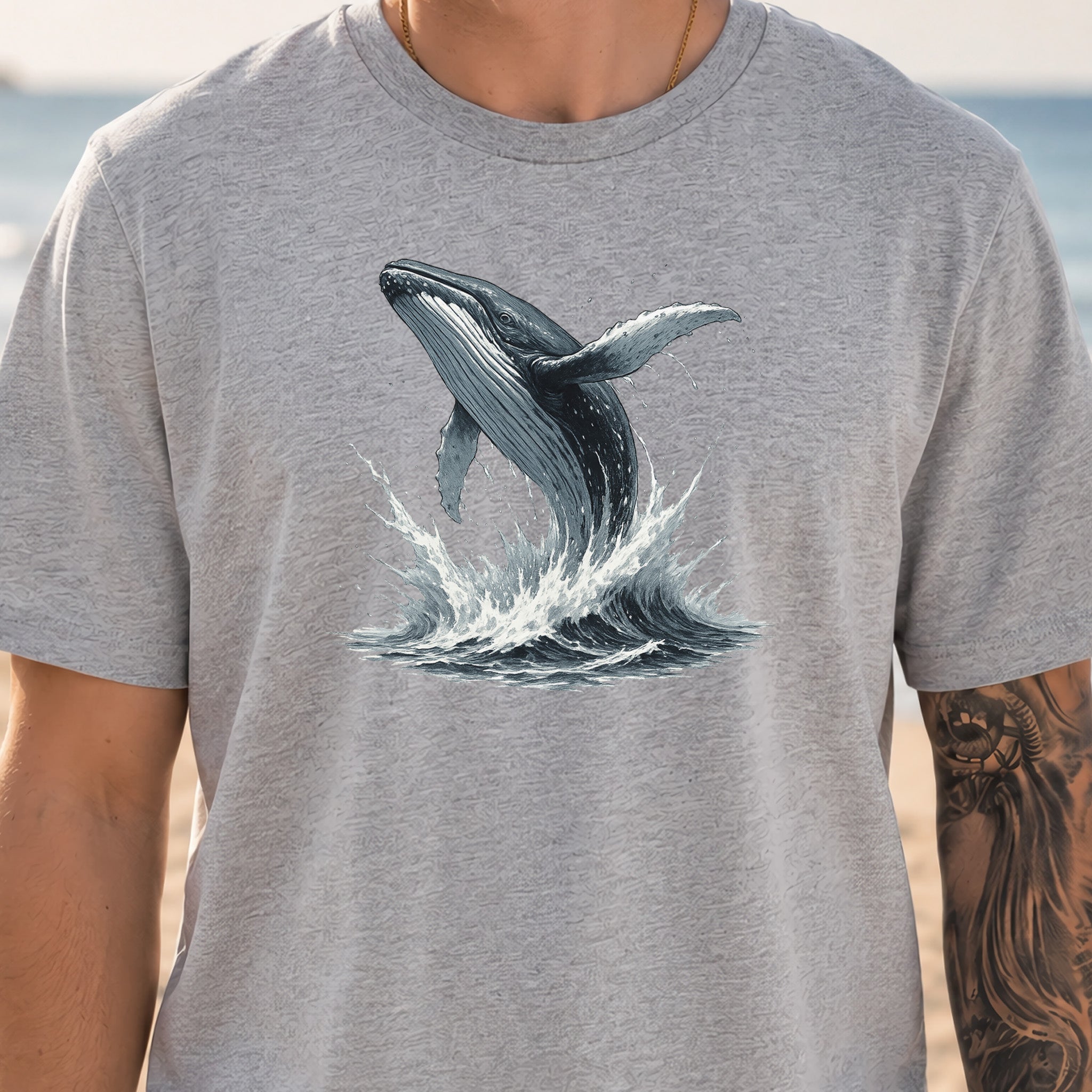Breaching Humpback Whale T-Shirt – Ocean Wildlife Tee for Whale Watching Fans