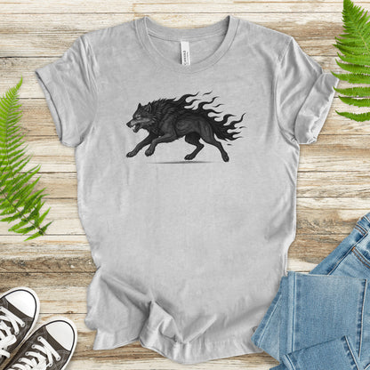 Flame Wolf T-Shirt – Vintage Fire Spirit Animal Gothic Tee