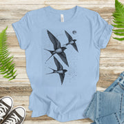 Vintage Swallow Flight T-Shirt – Geometric Bird Art Spirit Tee