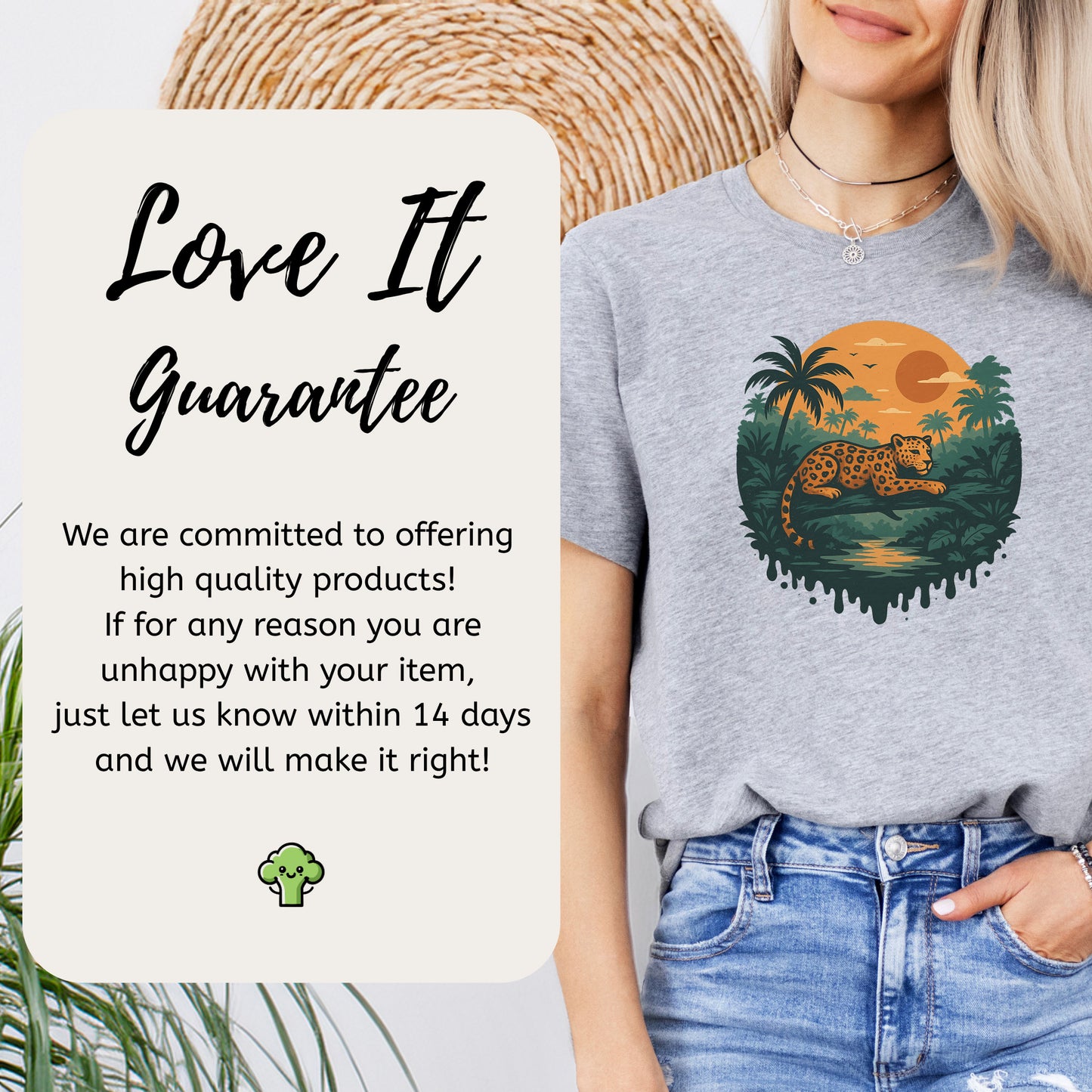 Jaguar Jungle Sunset T-Shirt – Retro Rainforest Wildlife Tee
