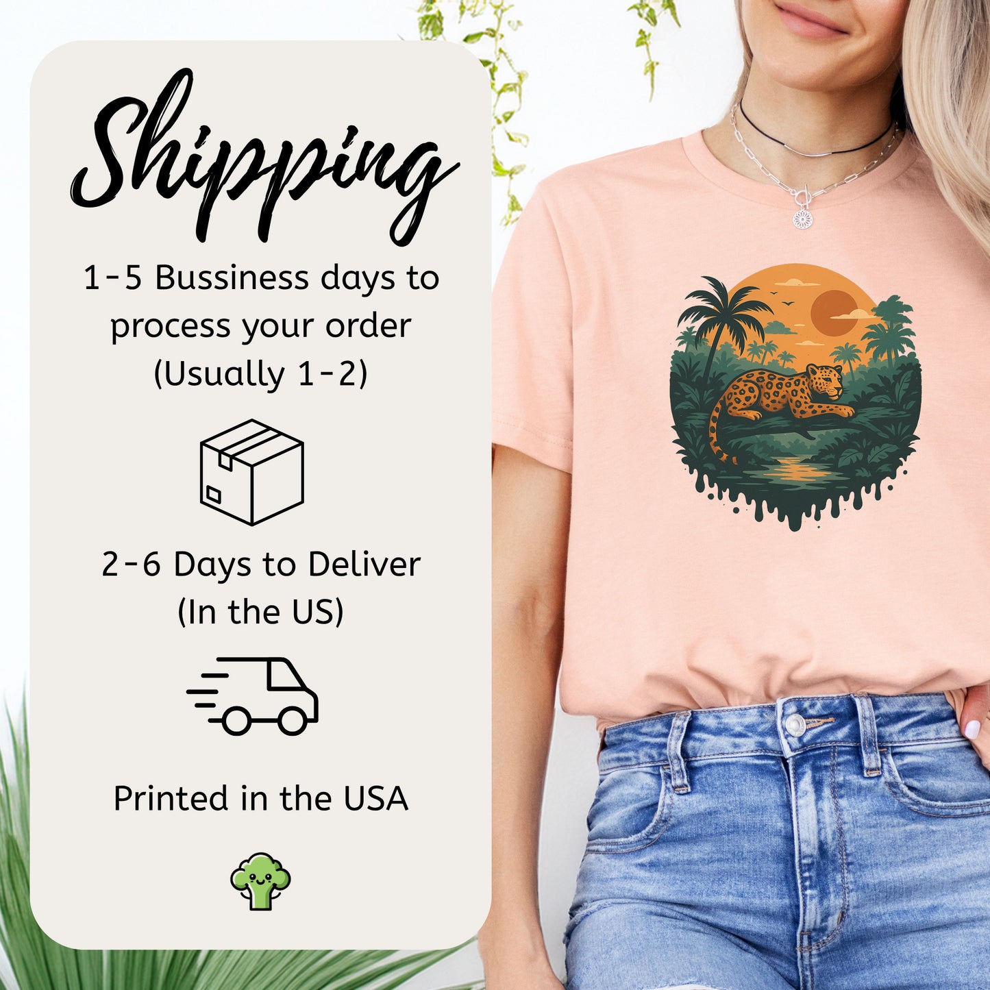 Jaguar Jungle Sunset T-Shirt – Retro Rainforest Wildlife Tee