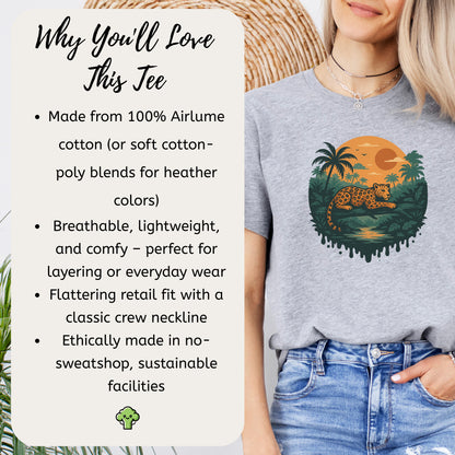 Jaguar Jungle Sunset T-Shirt – Retro Rainforest Wildlife Tee