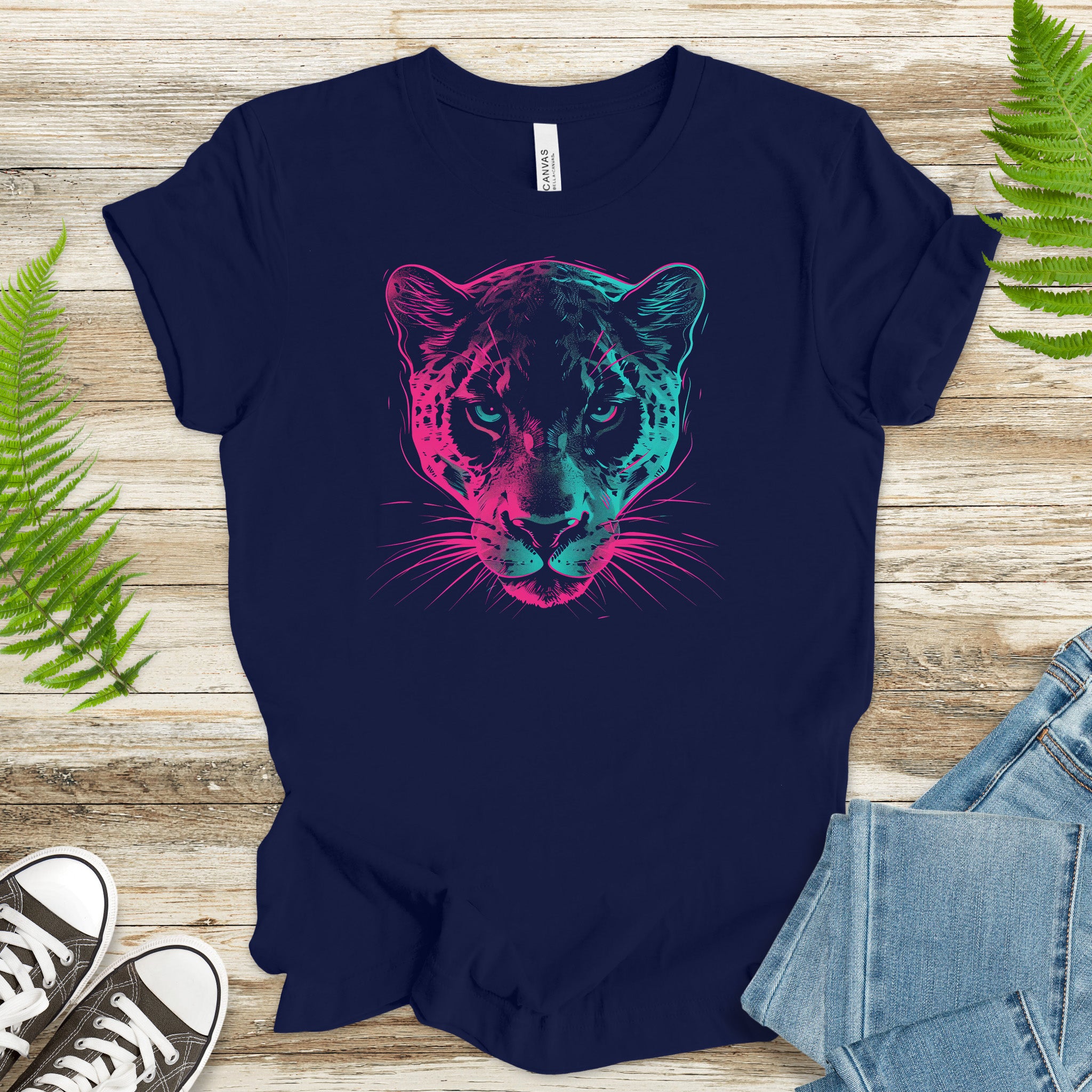 Psychedelic Jaguar T-Shirt – Neon Jungle Big Cat Graphic Tee